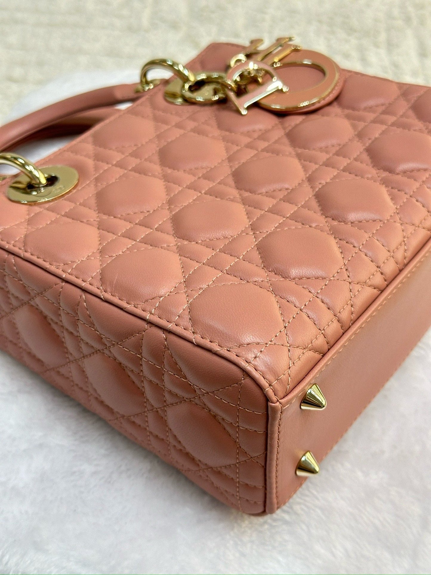 Christian Dior Small Cannage Lambskin My Lady Dior ABC Bag Blush GHW