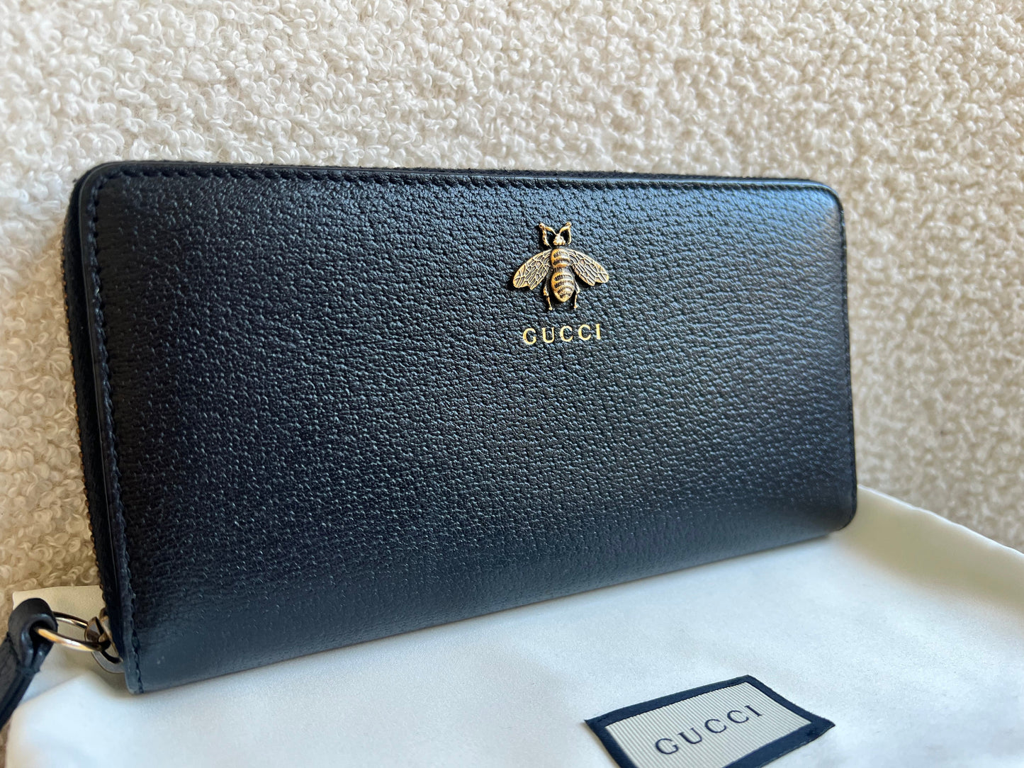 Gucci Black Animalier Wallet Zip Around (RRP £530)