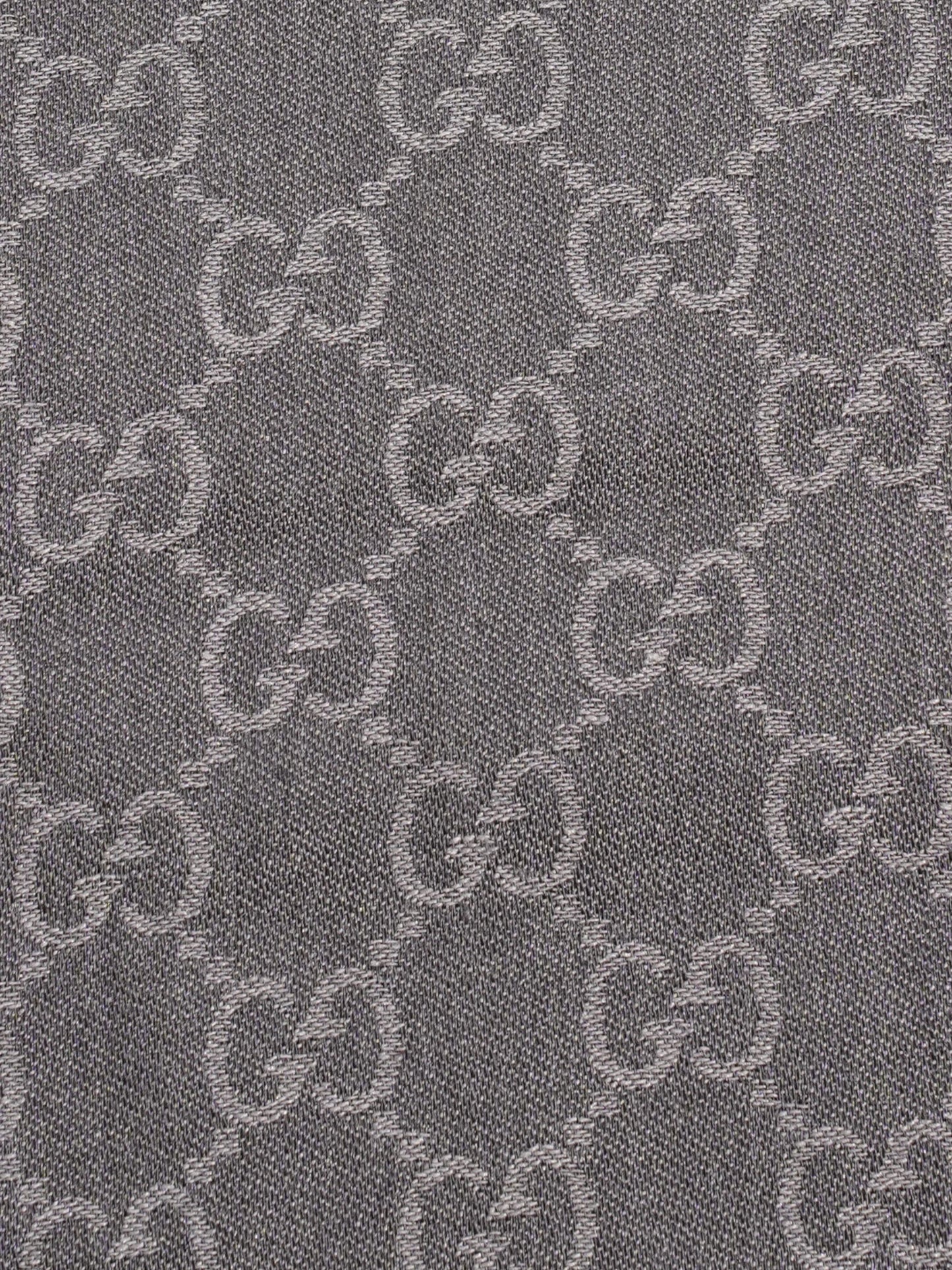 Gucci GG Logo Scarf Grey Wool 70 x 195cm