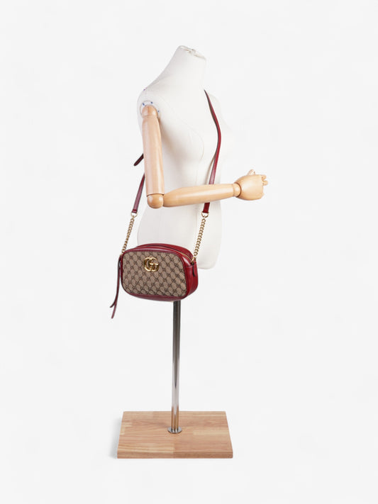 Gucci Marmont Chain Shoulder Beige / Red Canvas Small