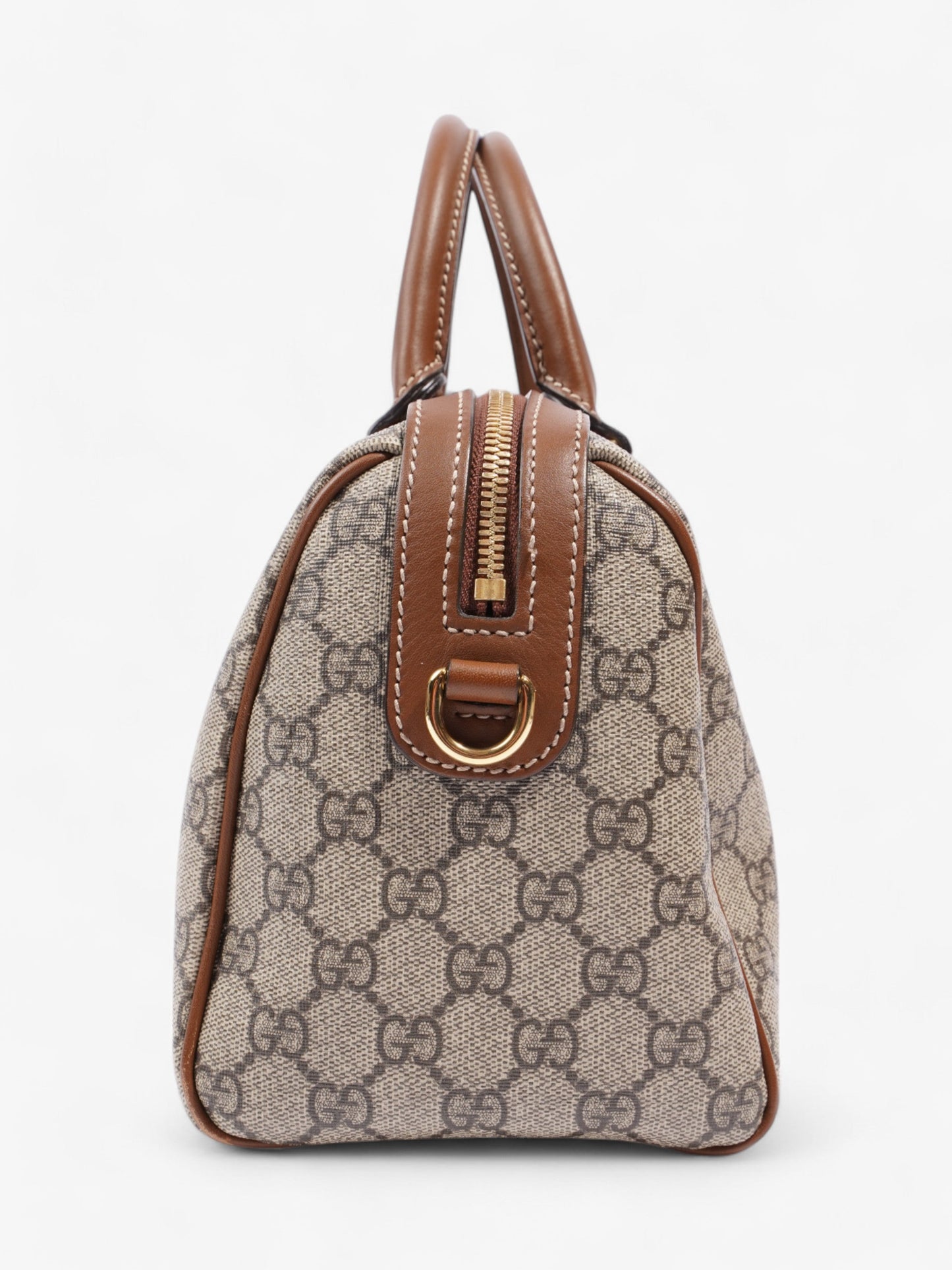 Gucci Boston Bee Bag GG Supreme / Brown Coated Canvas Small