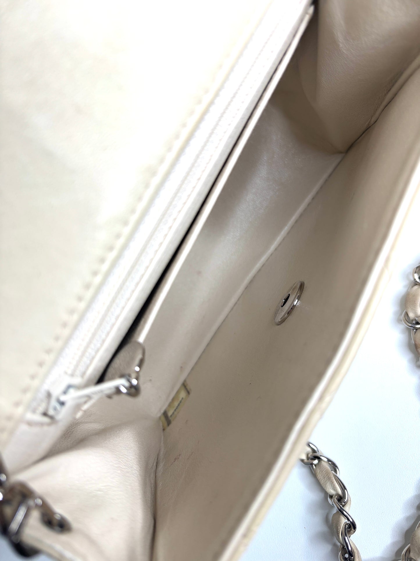 Chanel Mini Flap Square Ivory Lambskin Shoulder Bag - Preloved