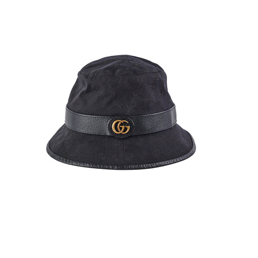 Gucci Monogram GG canvas Fedora Hat Small Black 57cm