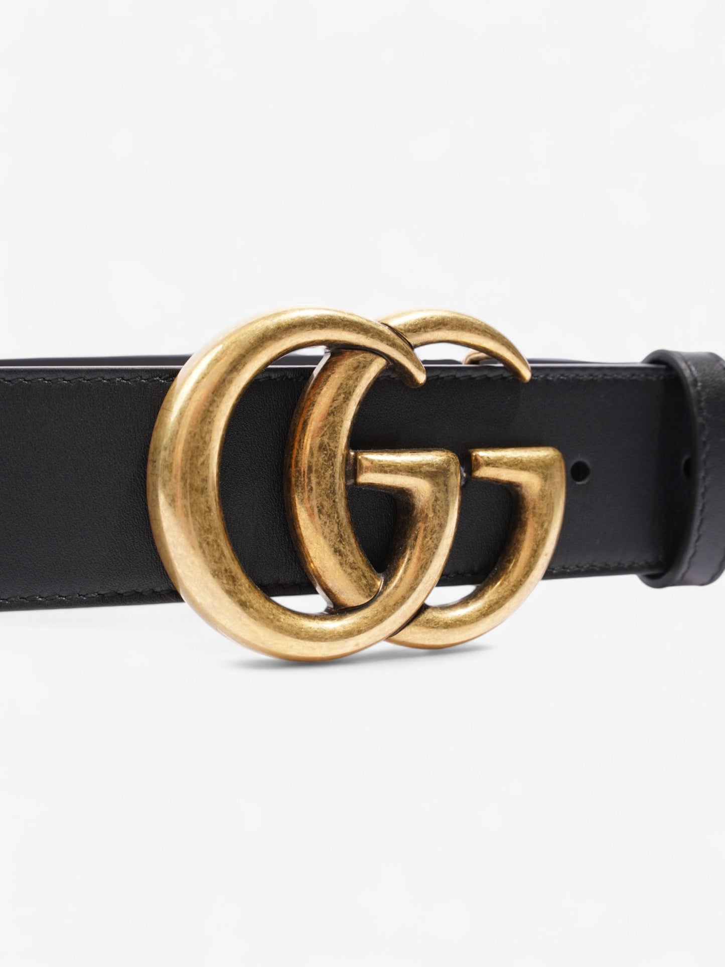 Gucci GG Marmont Wide Belt Black / Gold Leather 105cm / 42"