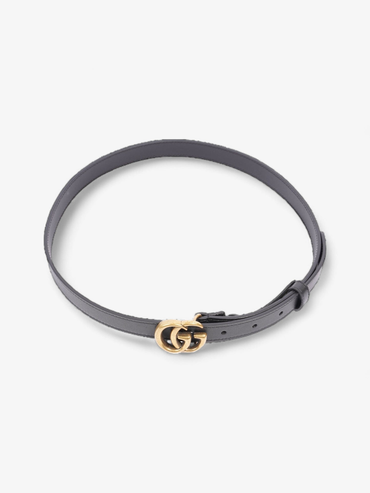 Gucci GG Marmont Thin Belt Black / Gold Leather 75cm / 30"