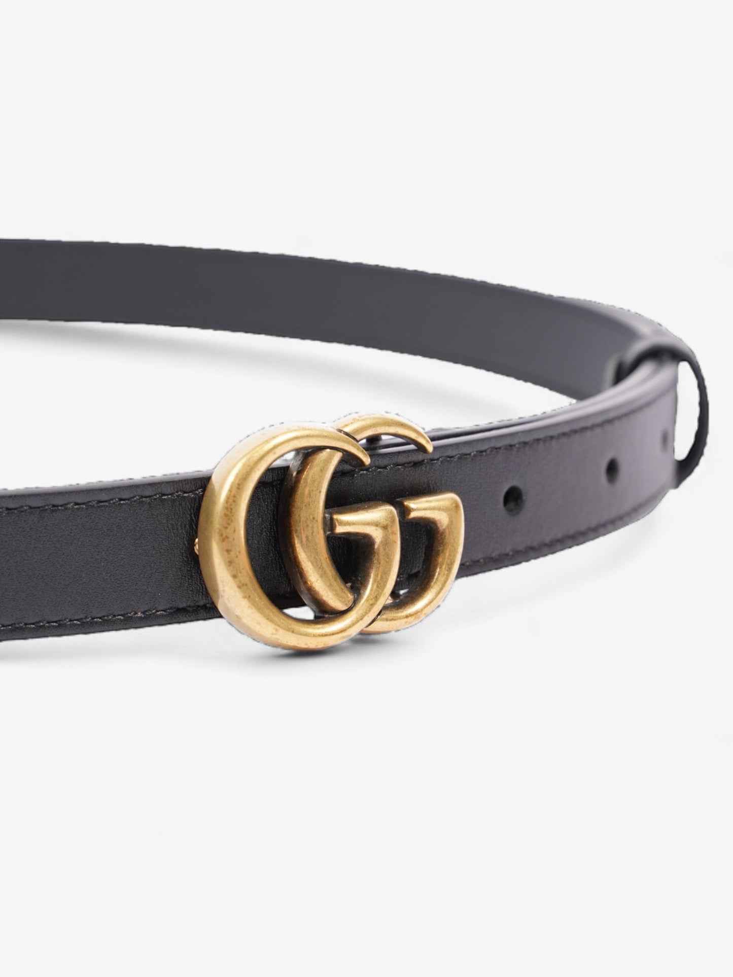 Gucci GG Marmont Thin Belt Black / Gold Leather 75cm / 30"
