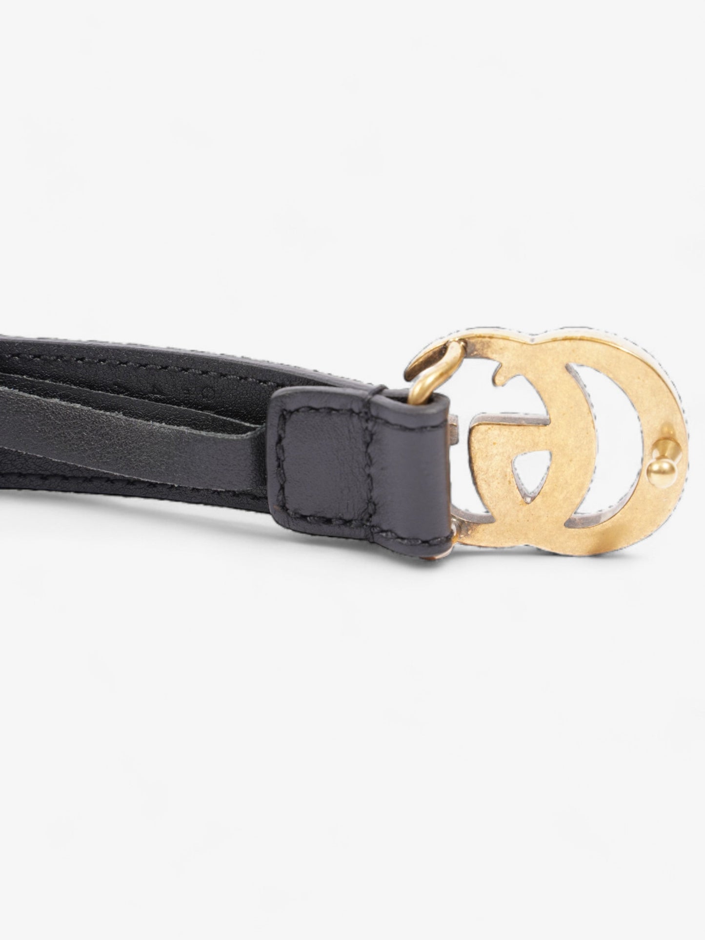 Gucci GG Marmont Thin Belt Black / Gold Leather 75cm / 30"