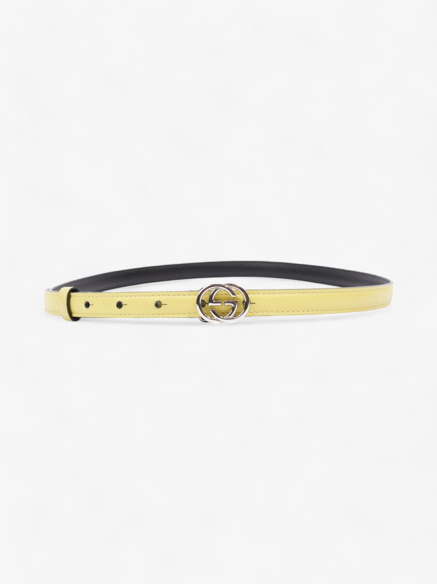 Gucci Interlocking G Belt Yellow / Silver Leather 80cm / 32"