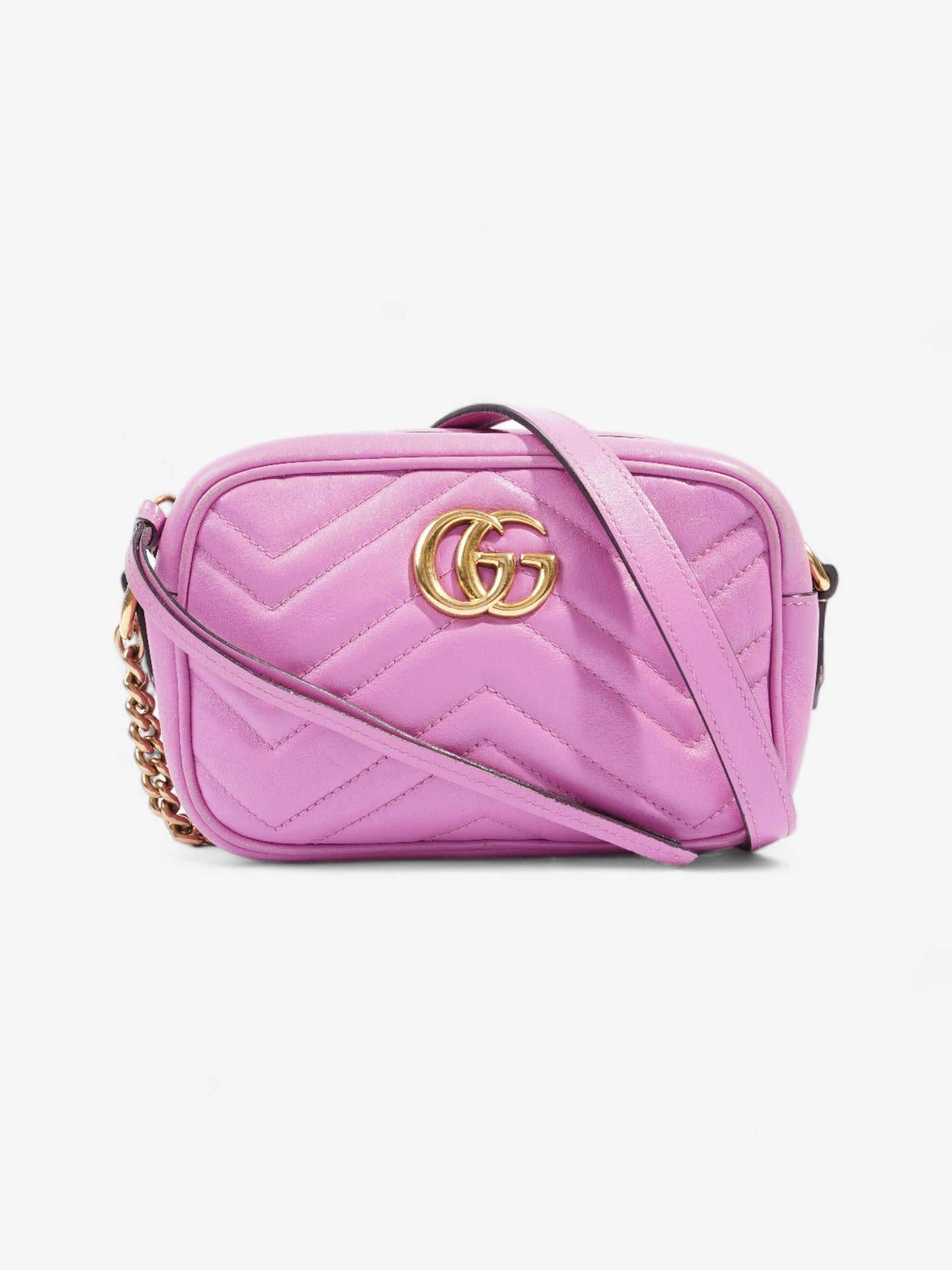 Gucci Marmont Zip Pink Matelasse Leather Mini