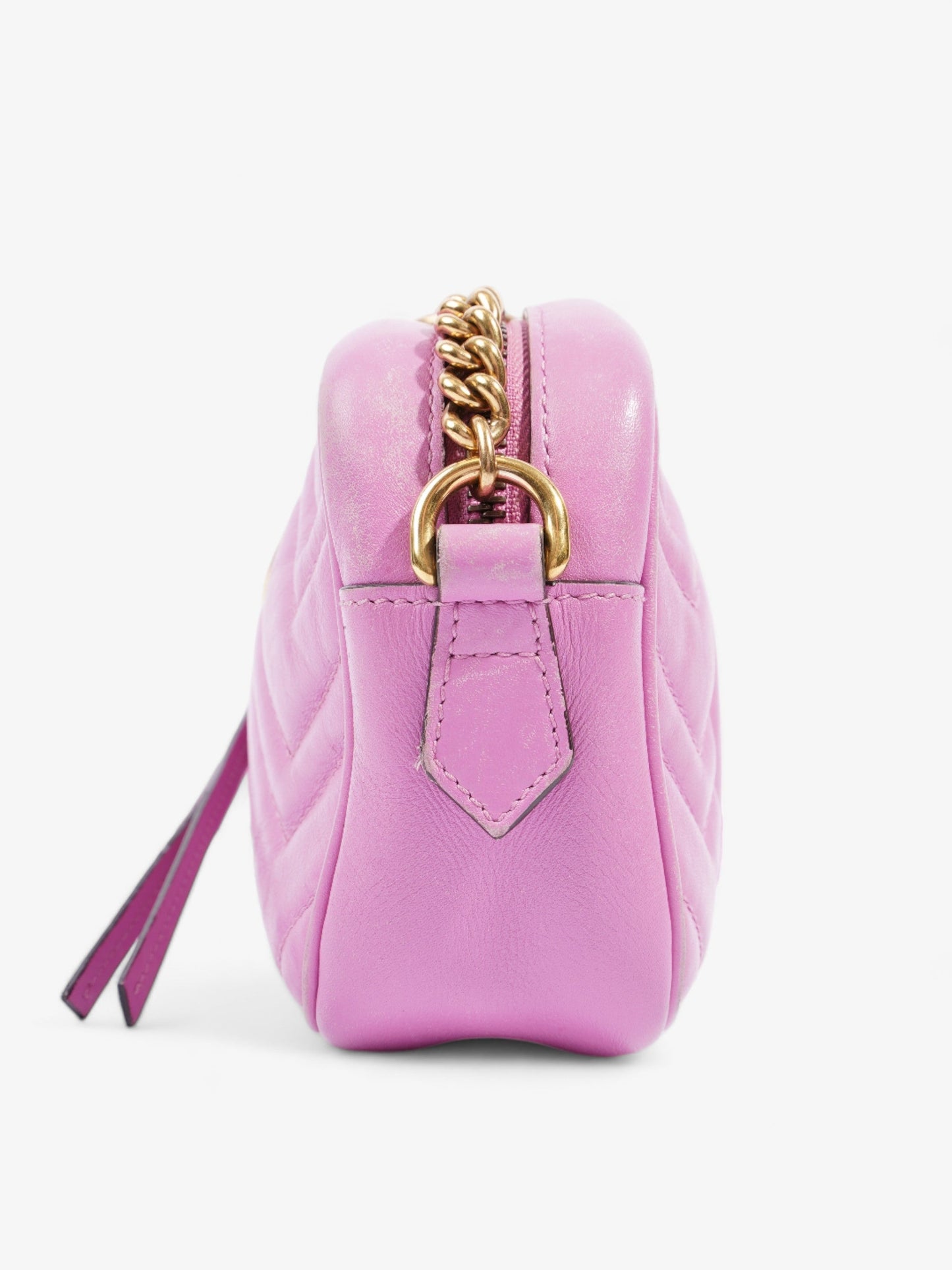 Gucci Marmont Zip Pink Matelasse Leather Mini