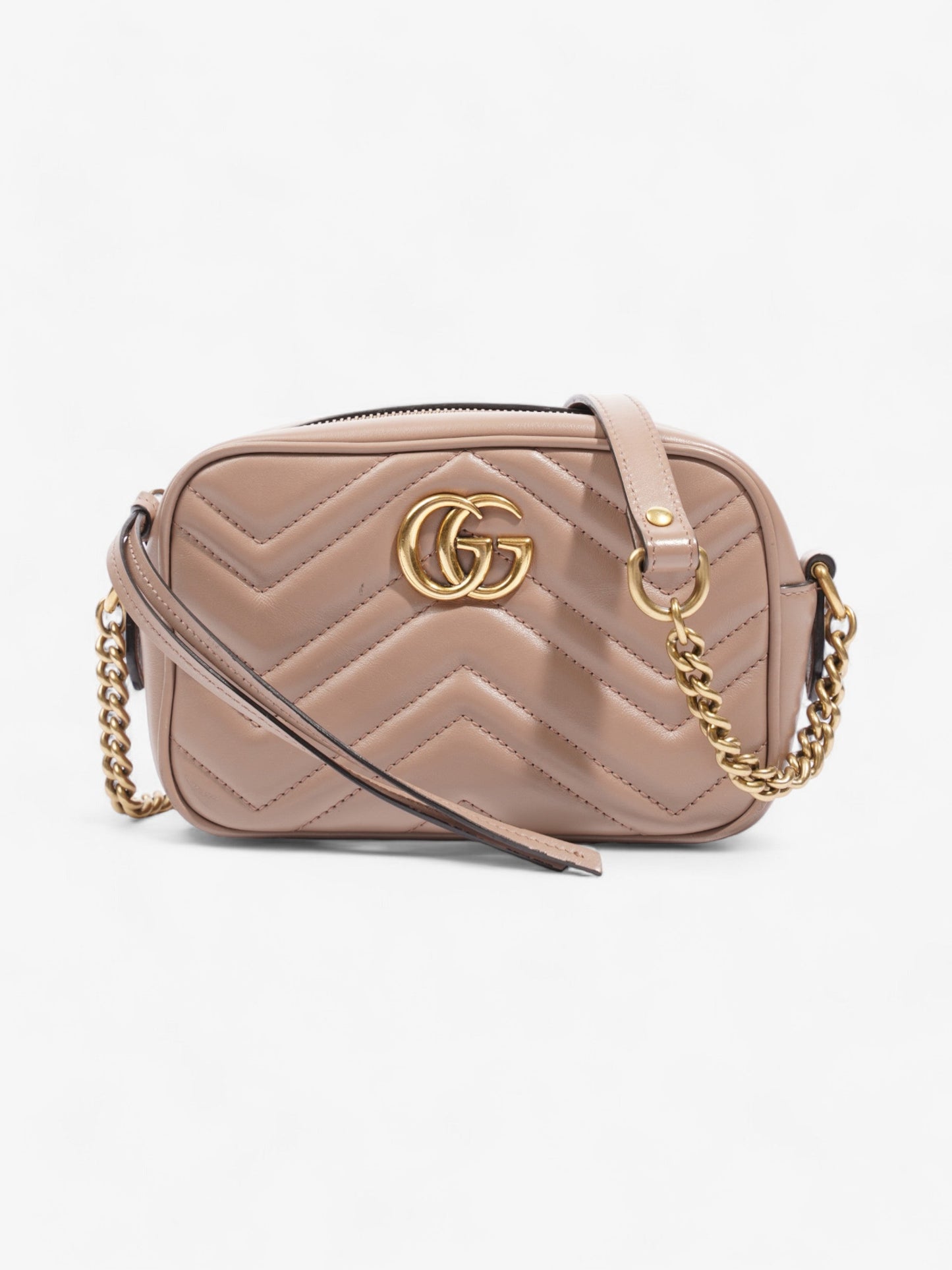 Gucci GG Marmont Taupe Matelasse Leather Mini