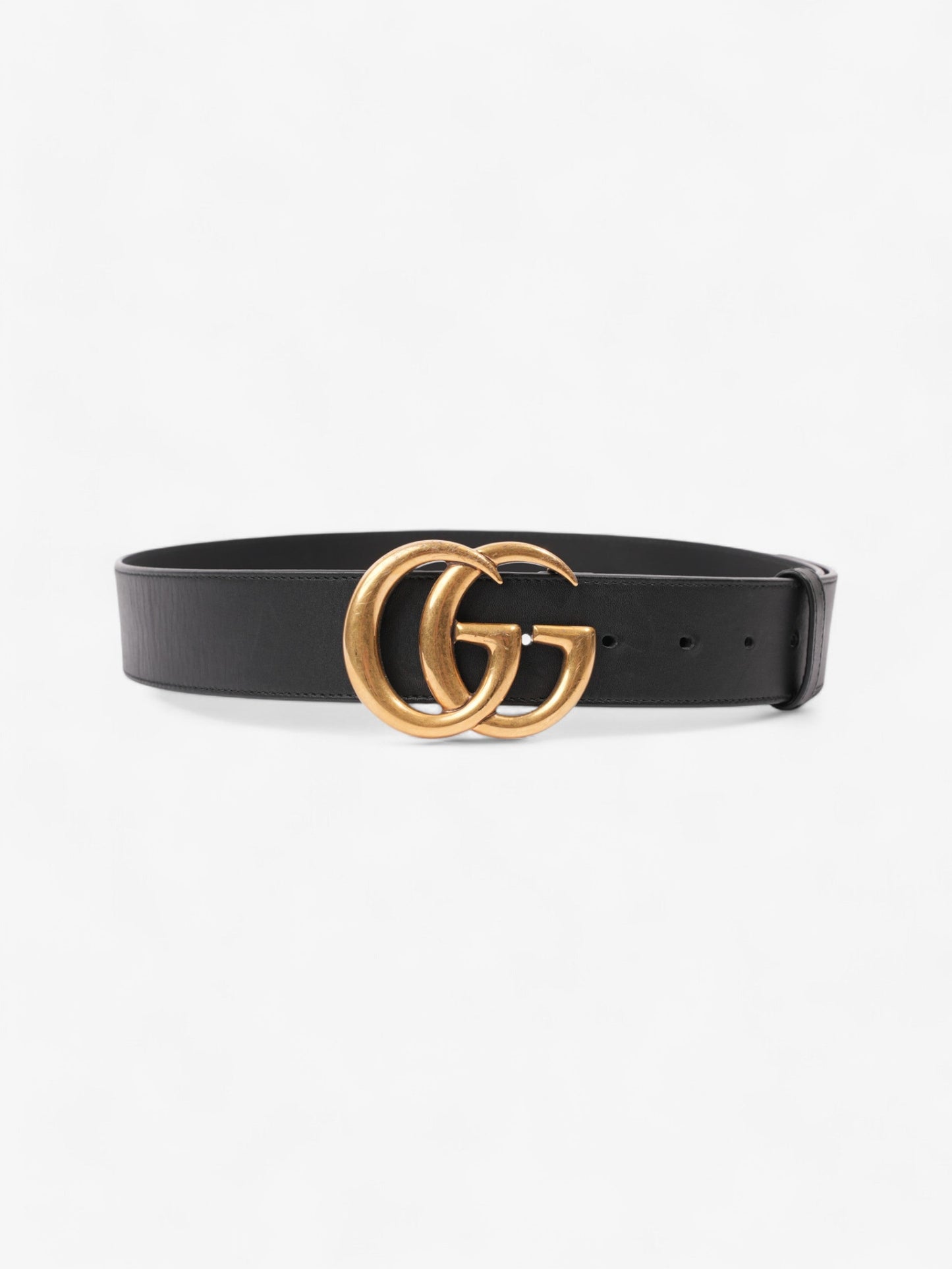 Gucci GG Marmont 2015 Re-Edition Wide Belt Black / Gold Leather 90cm / 36"