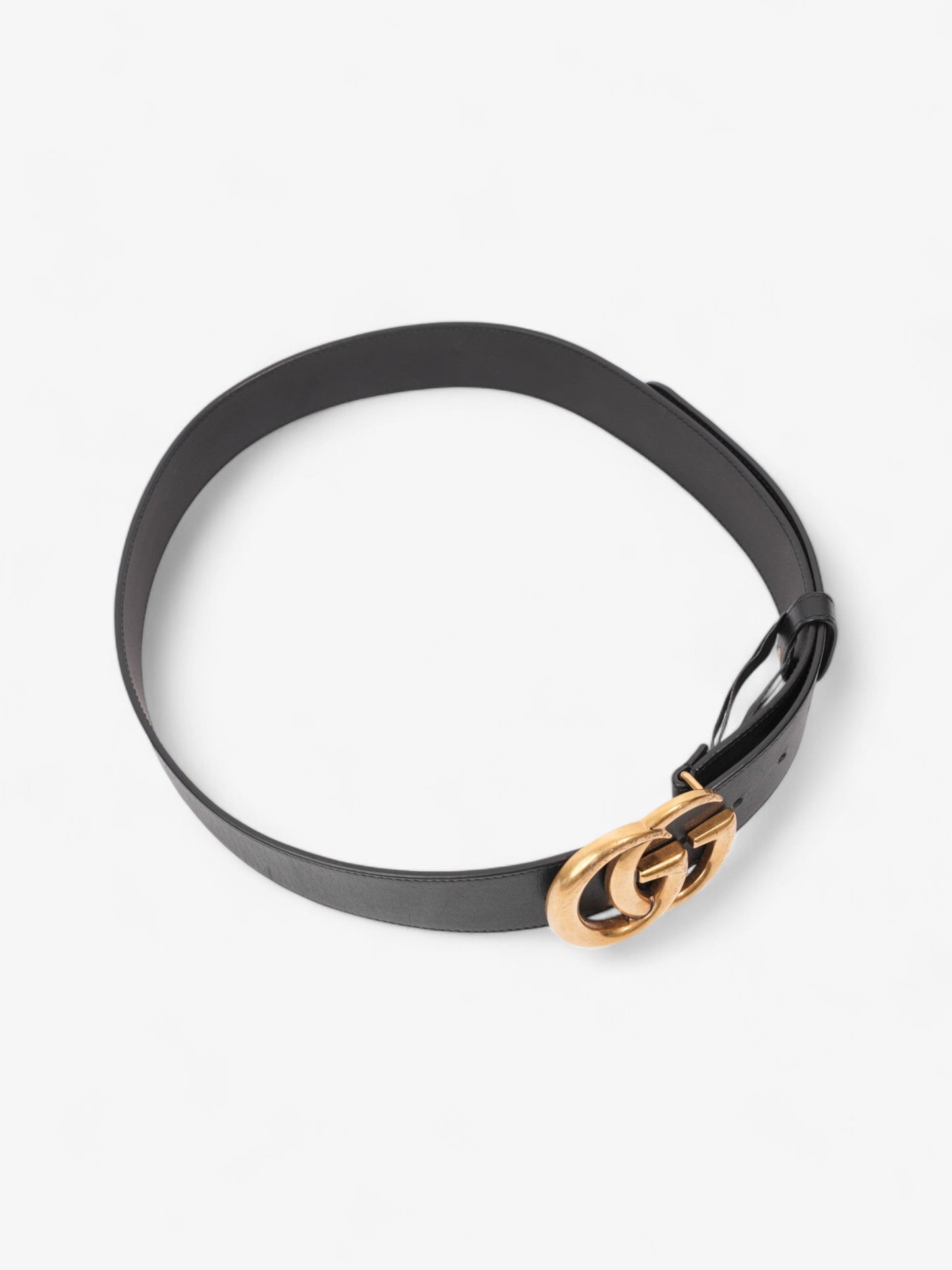 Gucci GG Marmont 2015 Re-Edition Wide Belt Black / Gold Leather 90cm / 36"