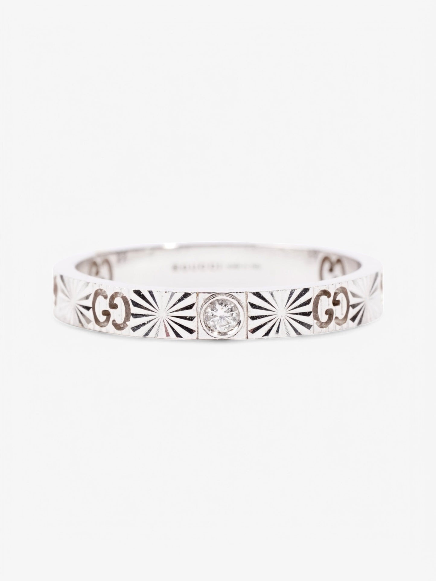 Gucci GG Cut Out Diamond Ring White Gold White Gold 18 (Circumference - 58mm)