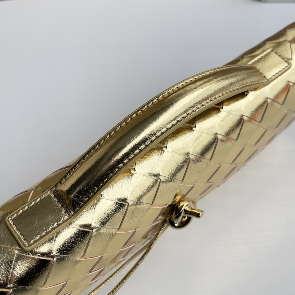Andiamo Intrecciato Metallic Leather Long Clutch In Gold Designer Clutch for Women