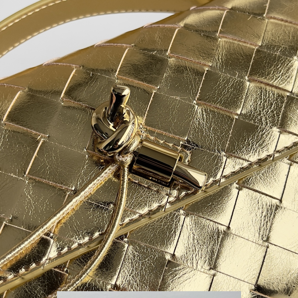 Andiamo Intrecciato Metallic Leather Long Clutch In Gold Designer Clutch for Women
