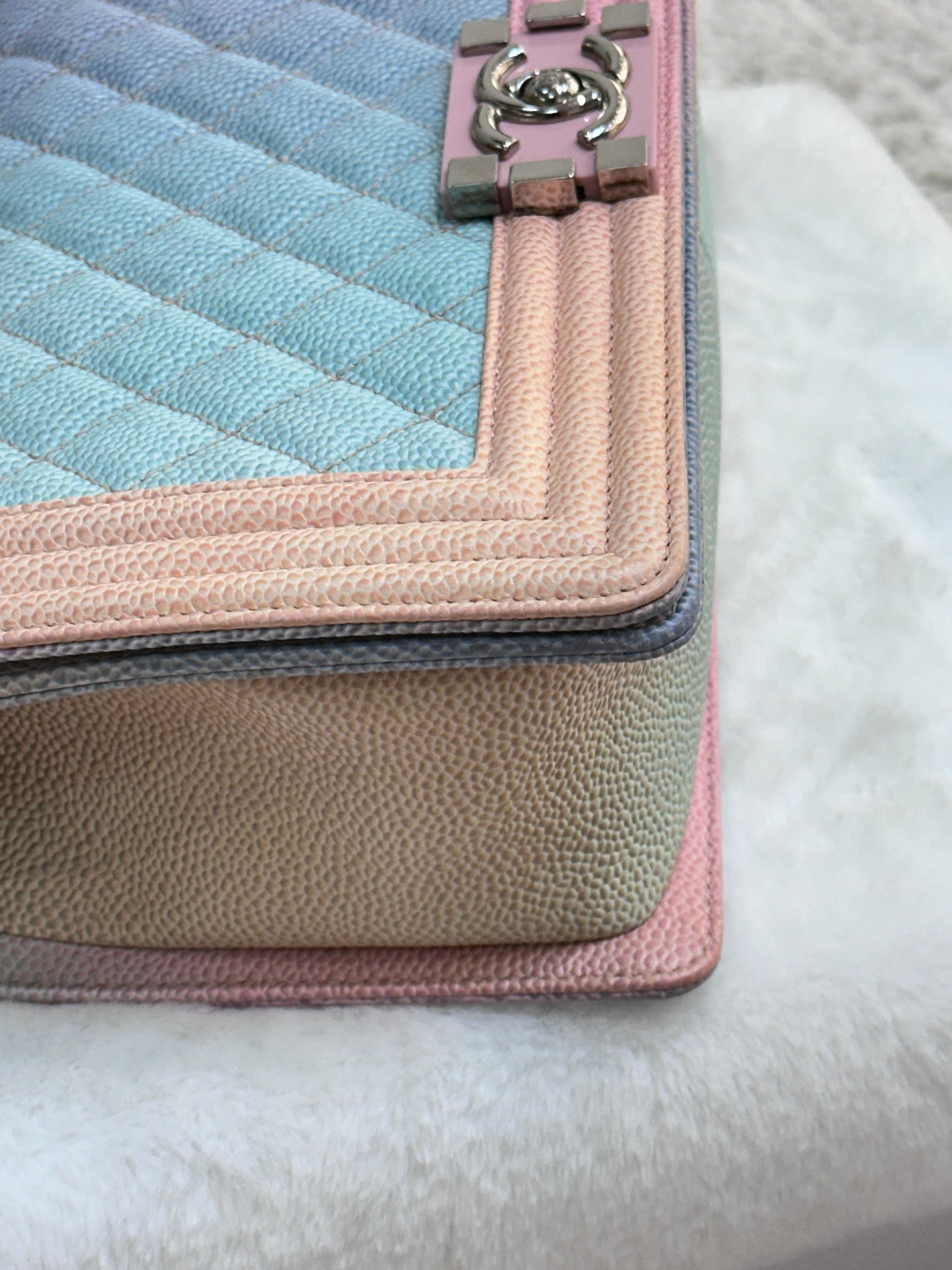 Chanel Rainbow Qulited Caviar LeBoy Bag Medium