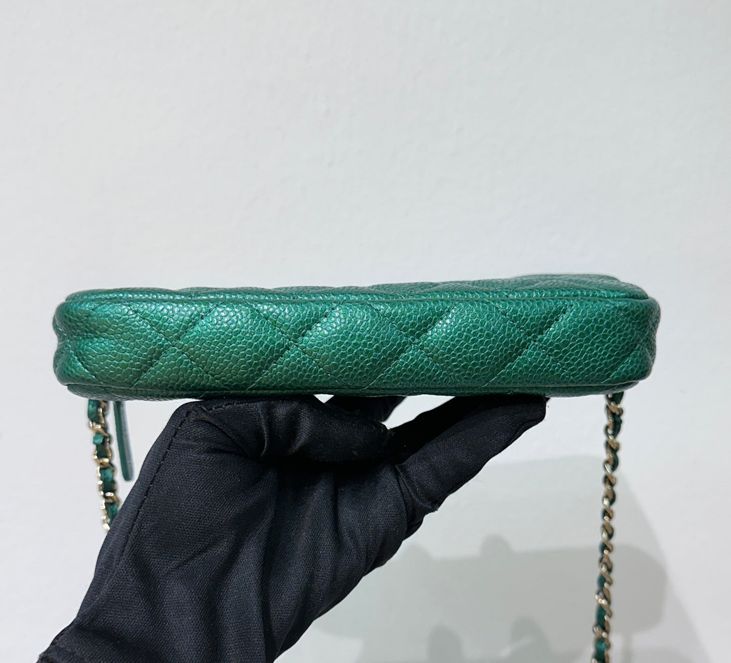Chanel Emerald Green Double Zip Chain