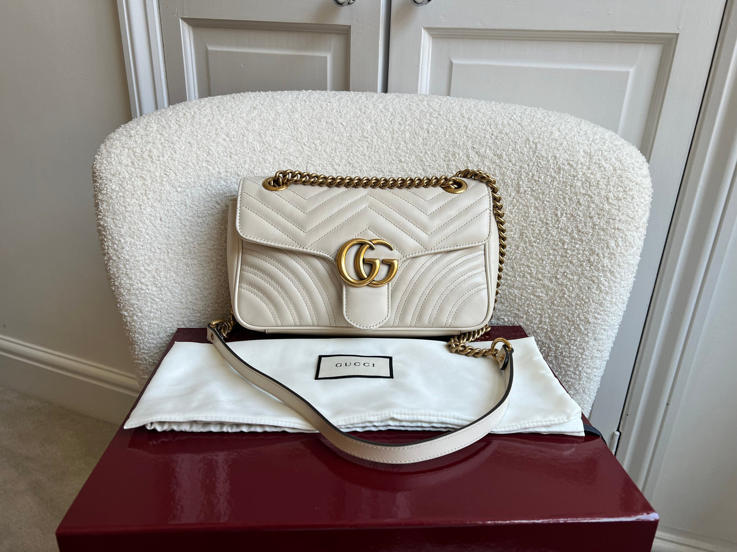Gucci GG White Marmont Small Shoulder Bag (RRP £1890)