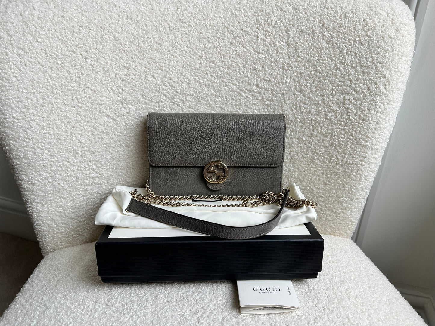 Gucci Dollar Grey Interlocking Chain Wallet