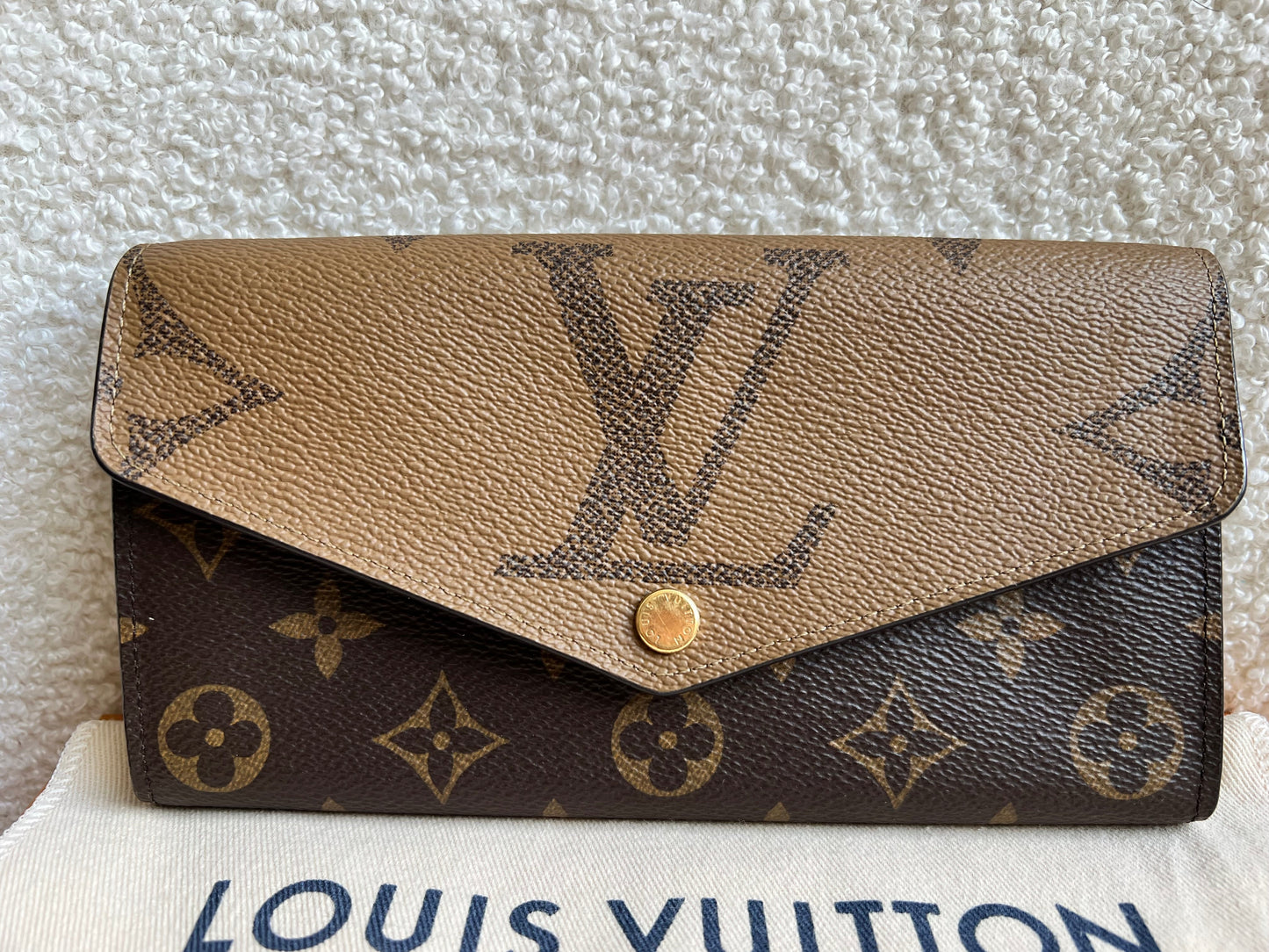 Louis Vuitton Sarah Wallet in reverse Monogram and Brown (RRP £550)