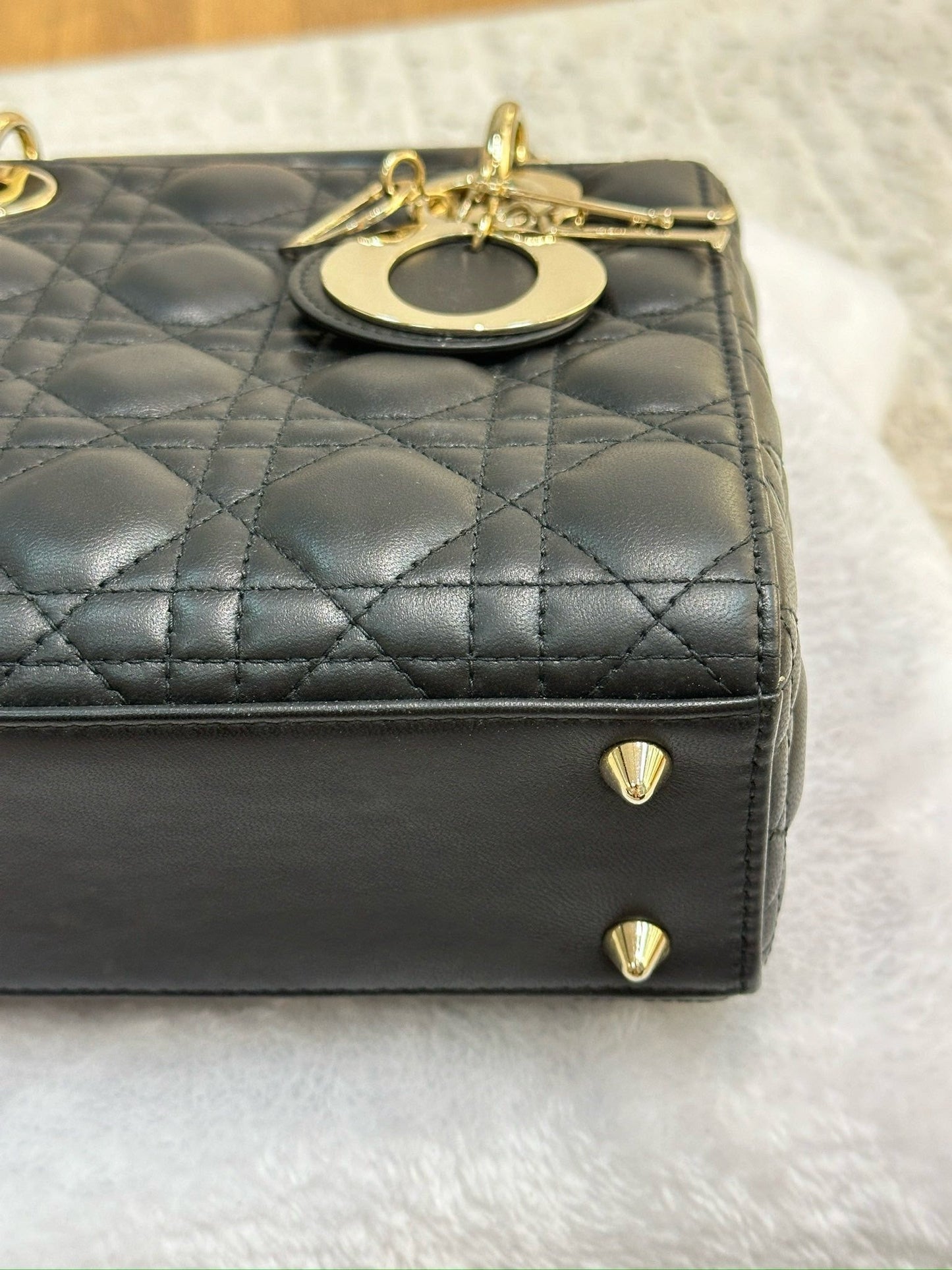 Christian Dior Small Cannage Lambskin My Lady Dior ABC Bag Black GHW