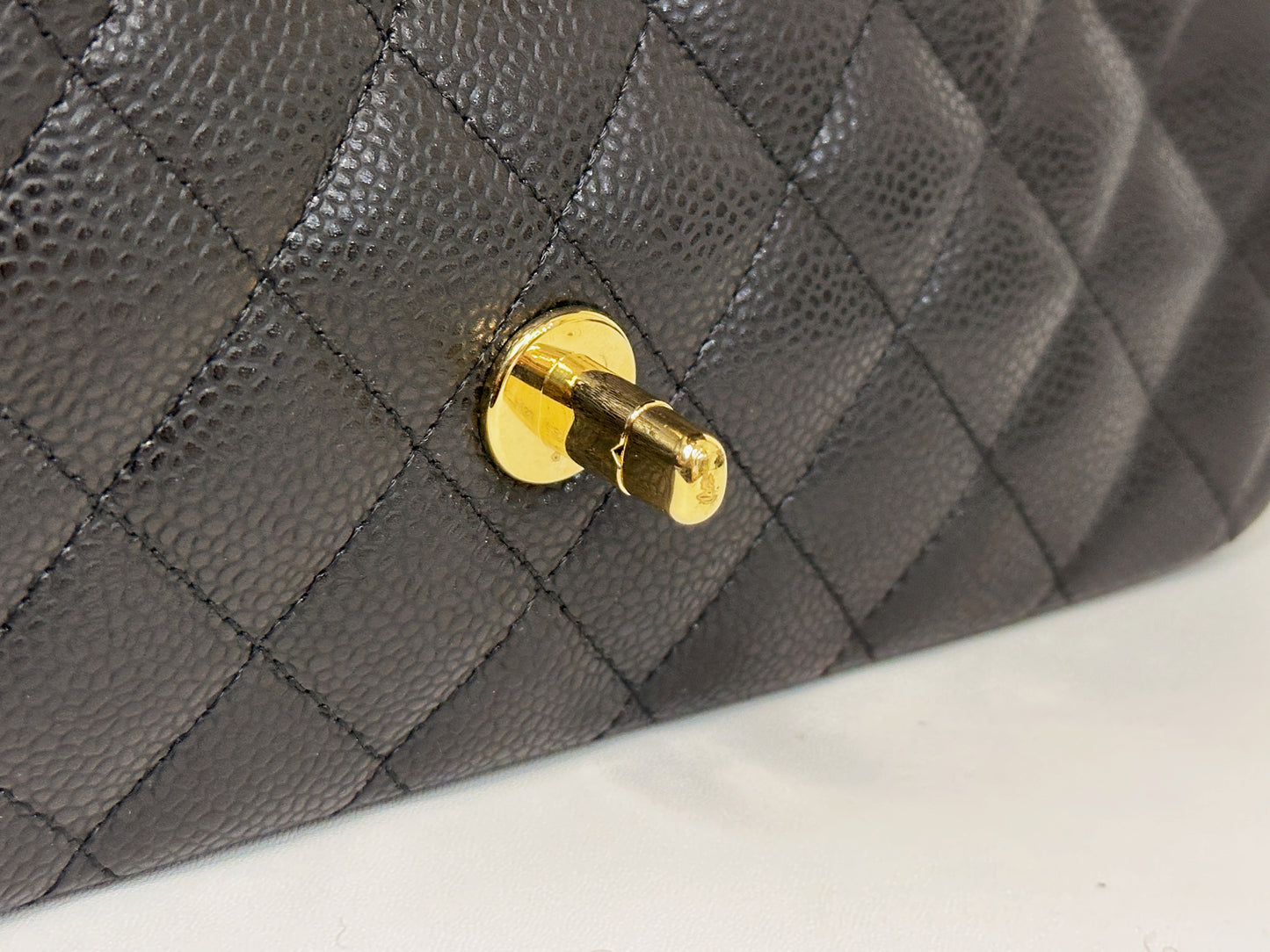 CHANEL Classic Double Flap Medium Shoulder Bag Black Caviar 24k GHW 1125 holo card