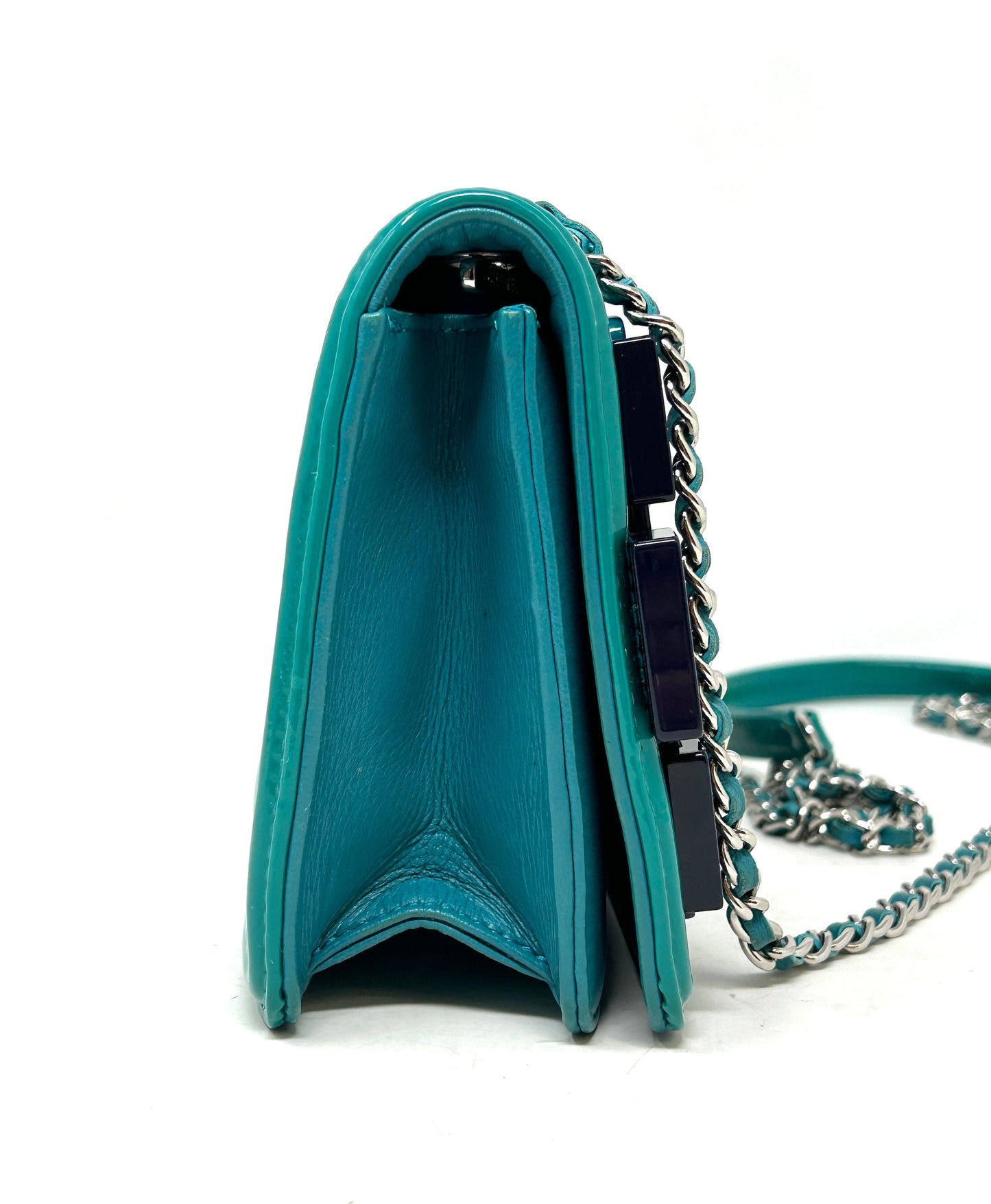 Pre-loved Chanel Lego Boy Brick Turquoise Crossbody Flap Bag