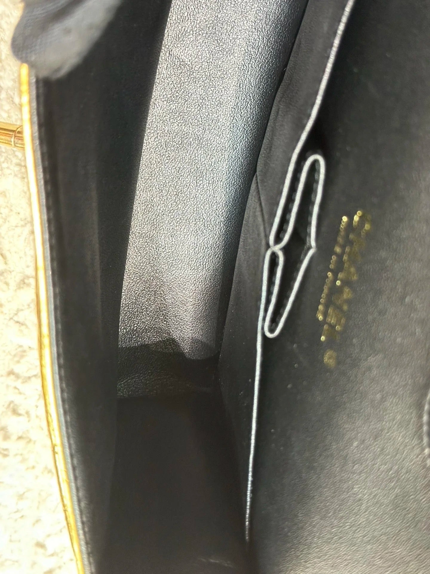 Chanel Medium  Calfskin Crocodile Embossed  Gold Metallic Flap Bag