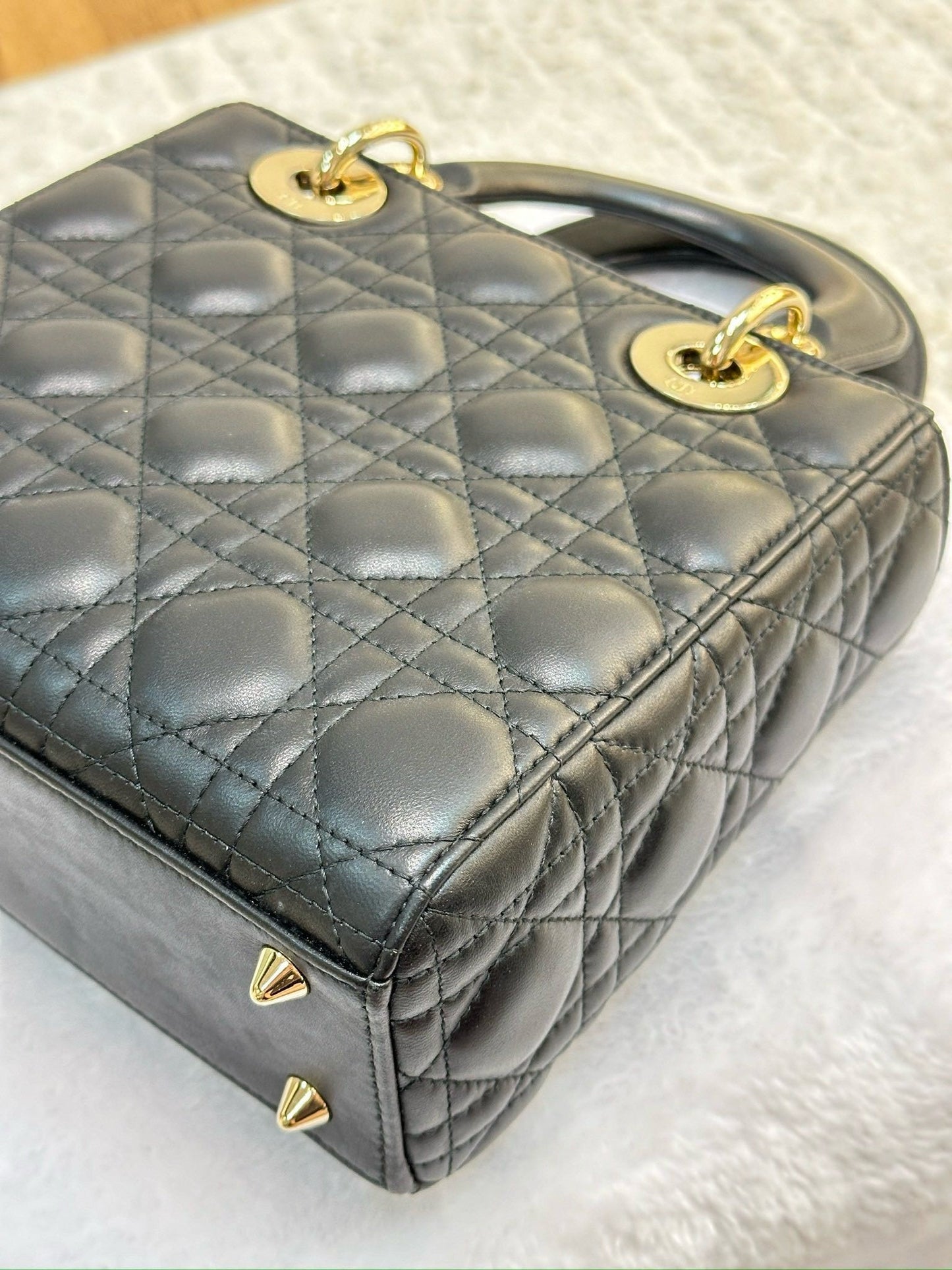 Christian Dior Small Cannage Lambskin My Lady Dior ABC Bag Black GHW