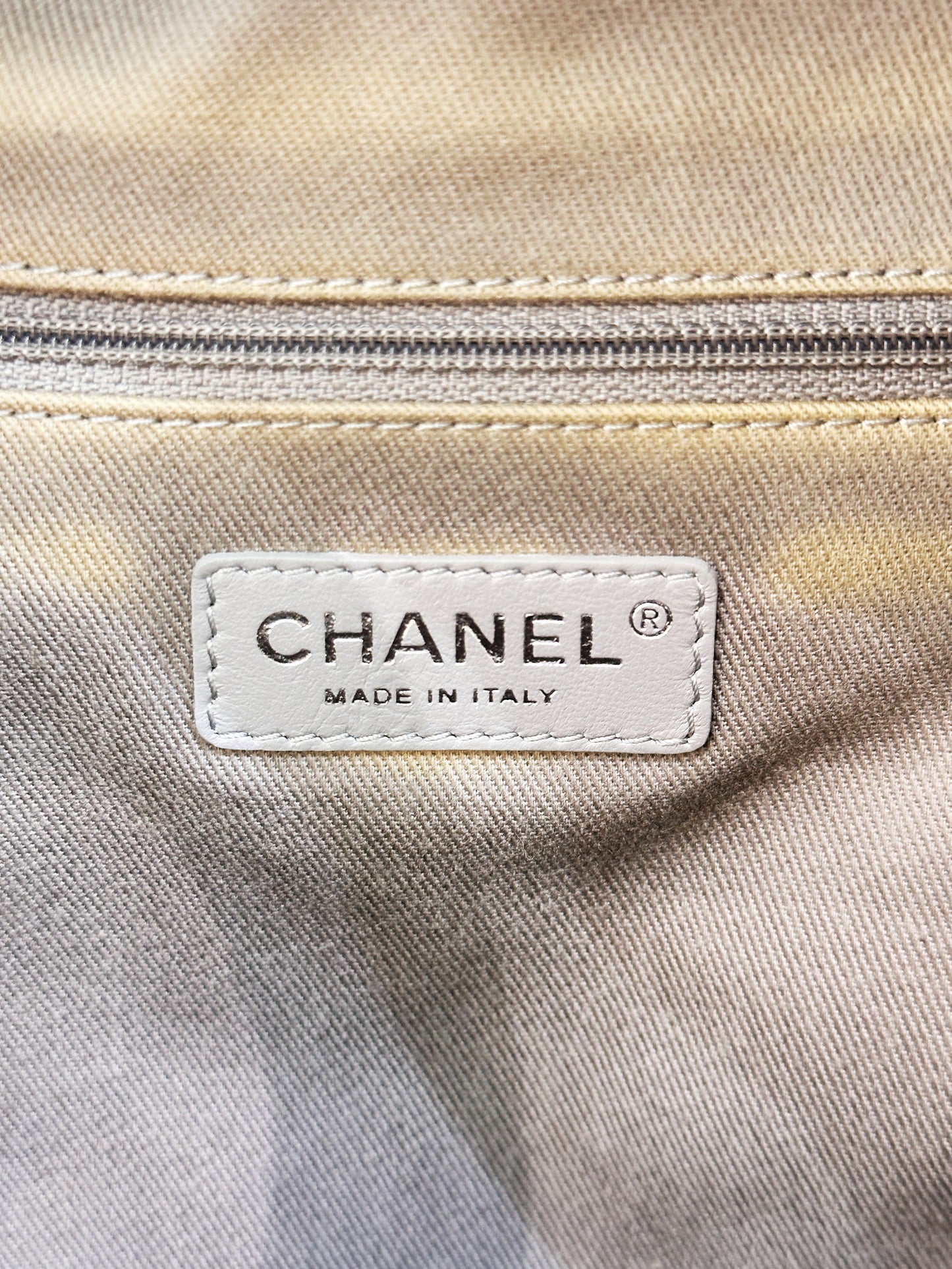 Chanel Graffiti Printed Canvas Medium Backpack Beige 1958 holo card