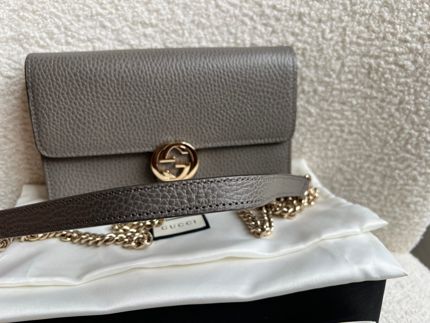 Gucci Dollar Grey Interlocking Chain Wallet