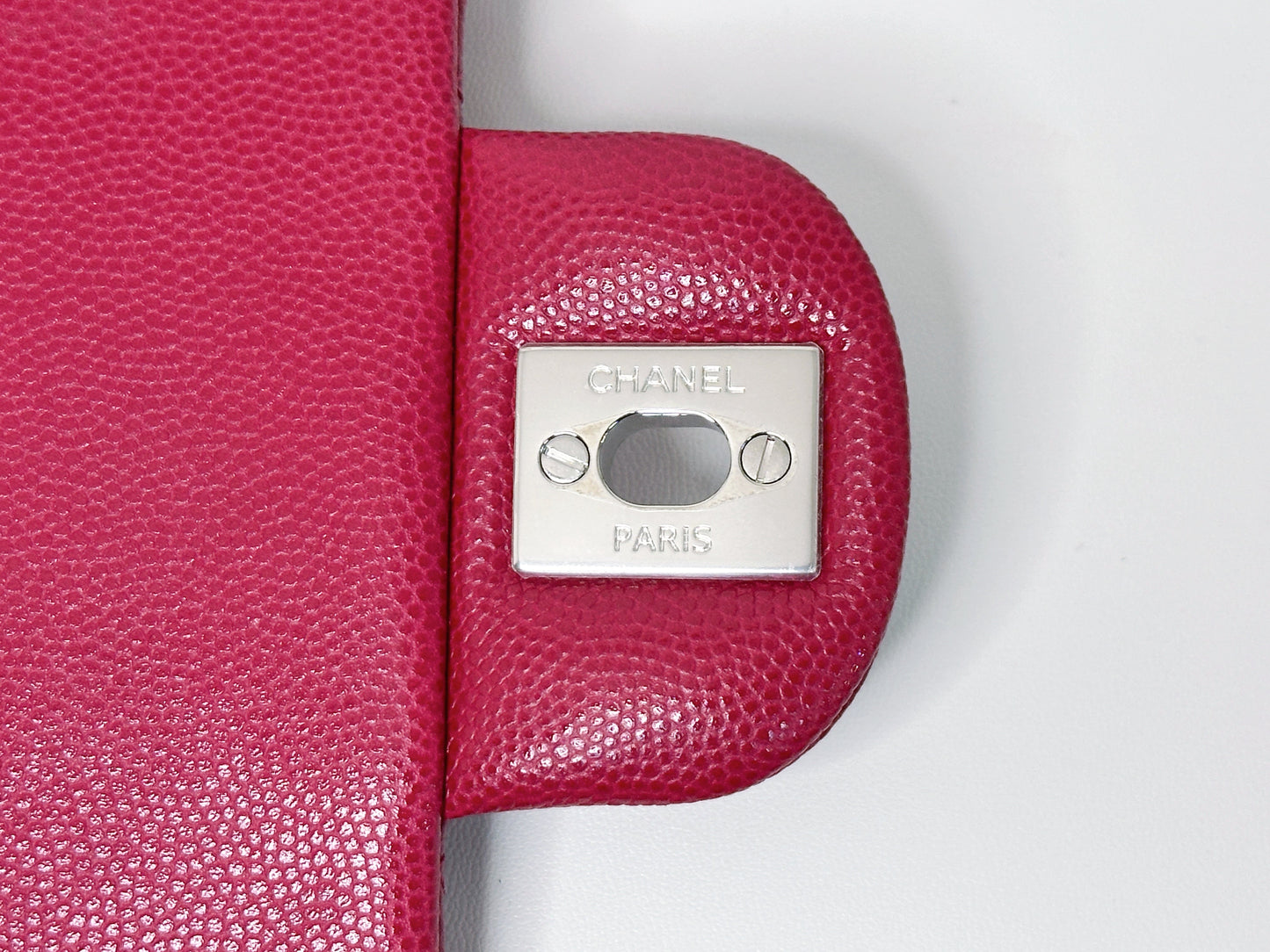 Chanel Flap Clutch Bag Red Caviar SHW 2645 holo card
