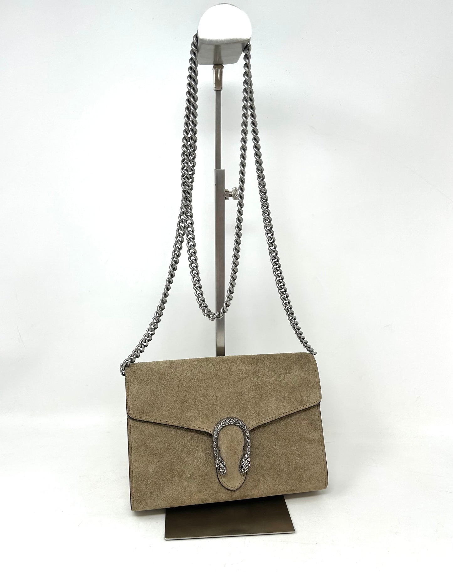 Gucci Dionysus Taupe Suede Chain Wallet Handbag