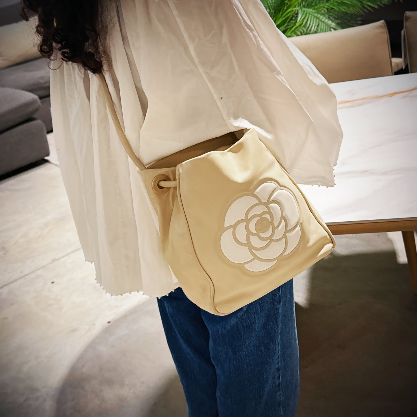 Chanel Lambskin Logo Camellia Tote Bag TWS