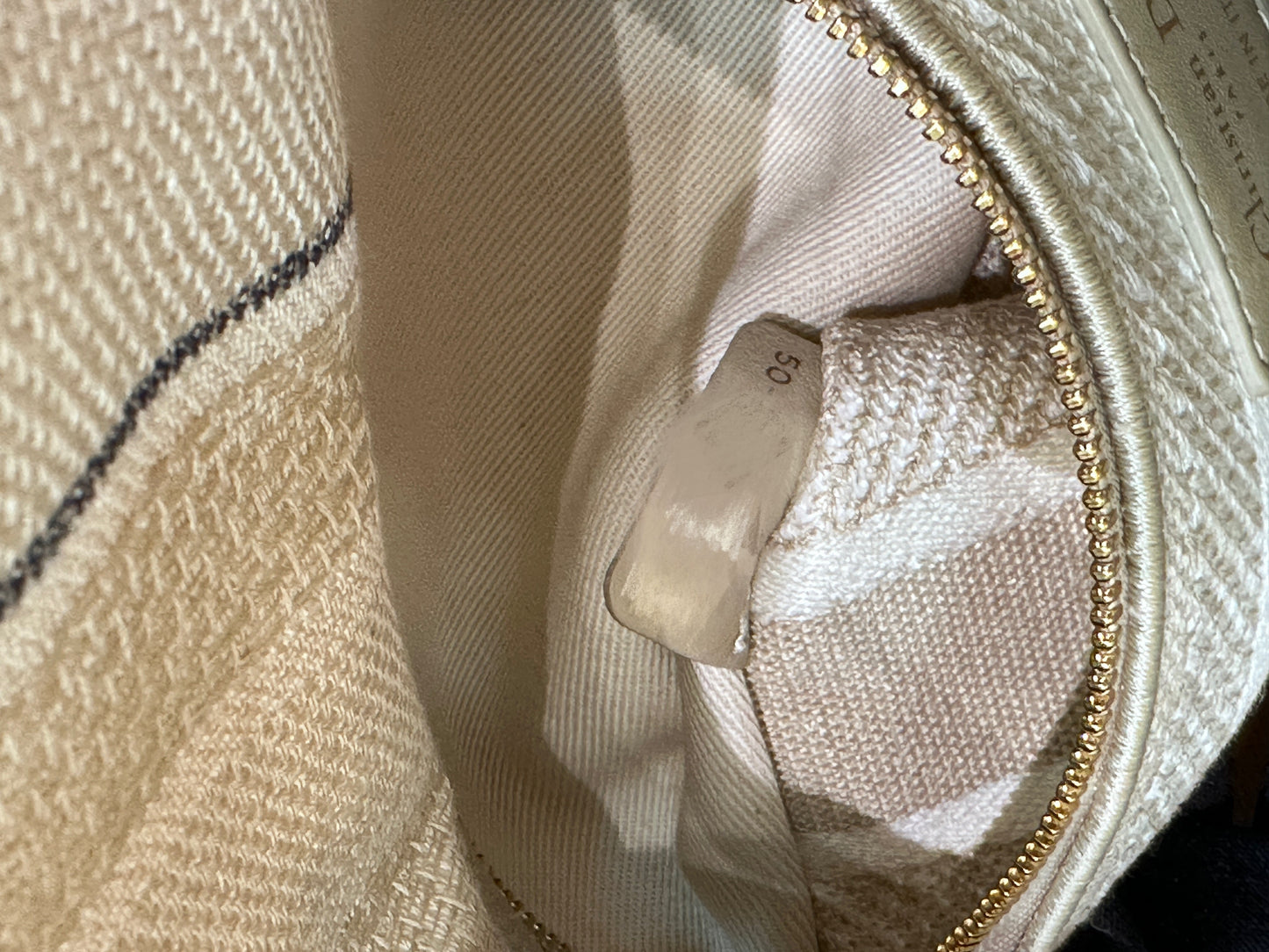 Dior Beige/White Medium Canvas Striped Lady D-Lite