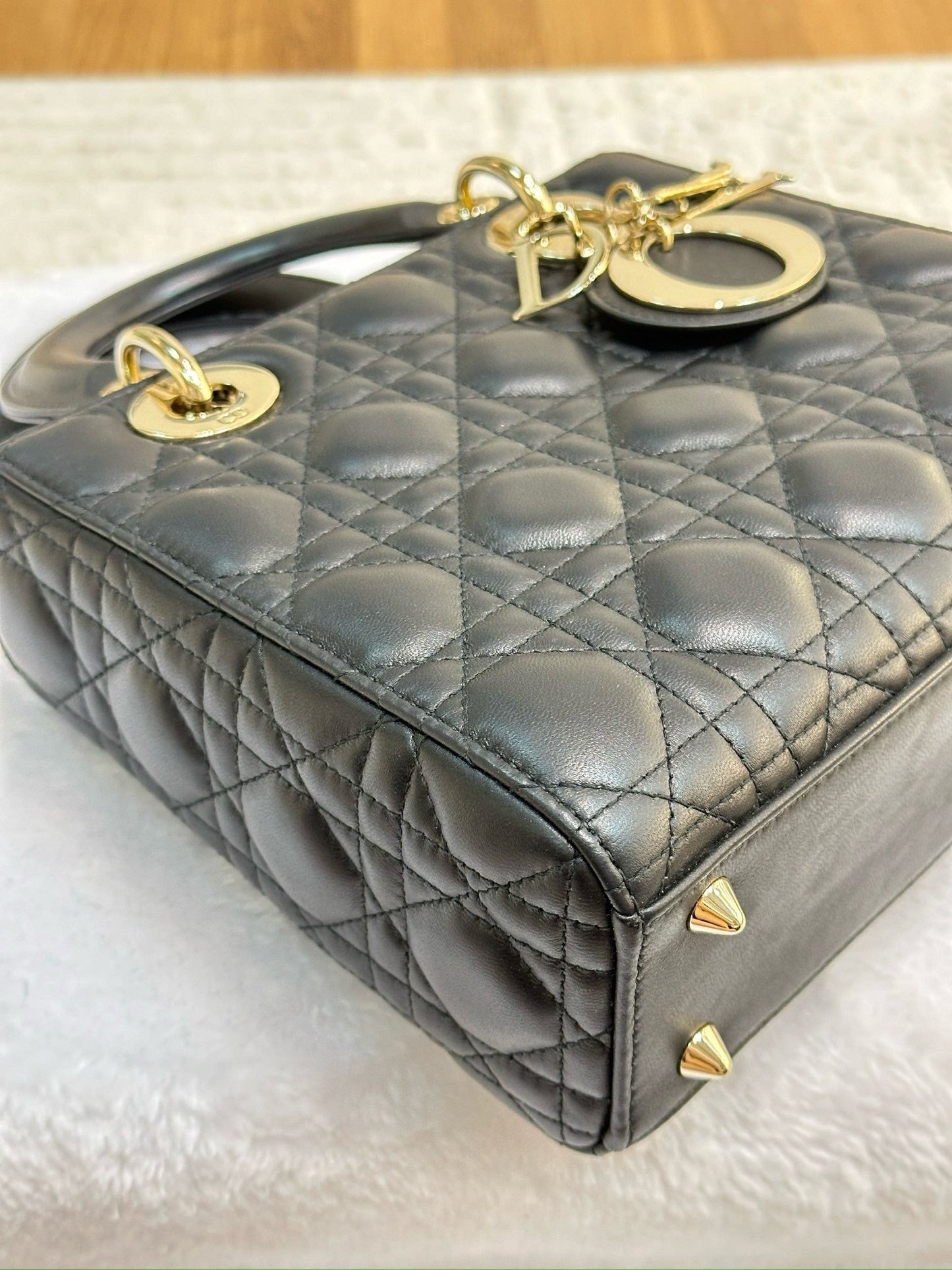 Christian Dior Small Cannage Lambskin My Lady Dior ABC Bag Black GHW