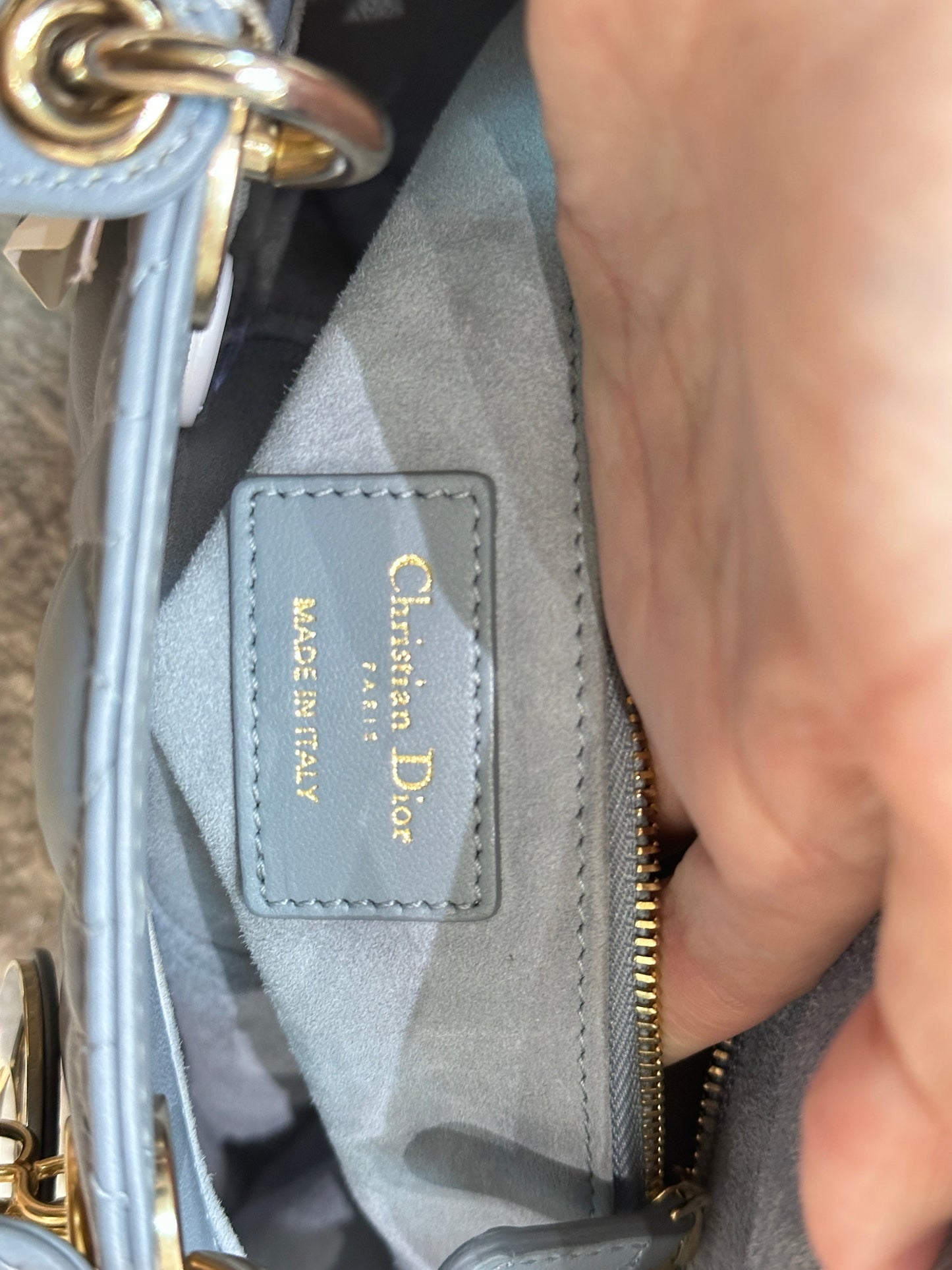 Small Lady Dior My ABC Dior Cannage Lambskin Sky Blue