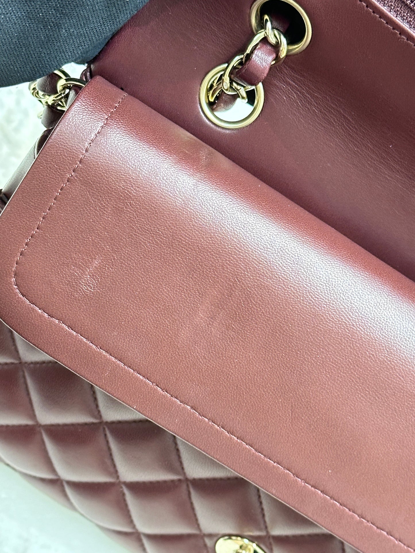CHANEL Lambskin Quilted Medium Double Flap Burgundy