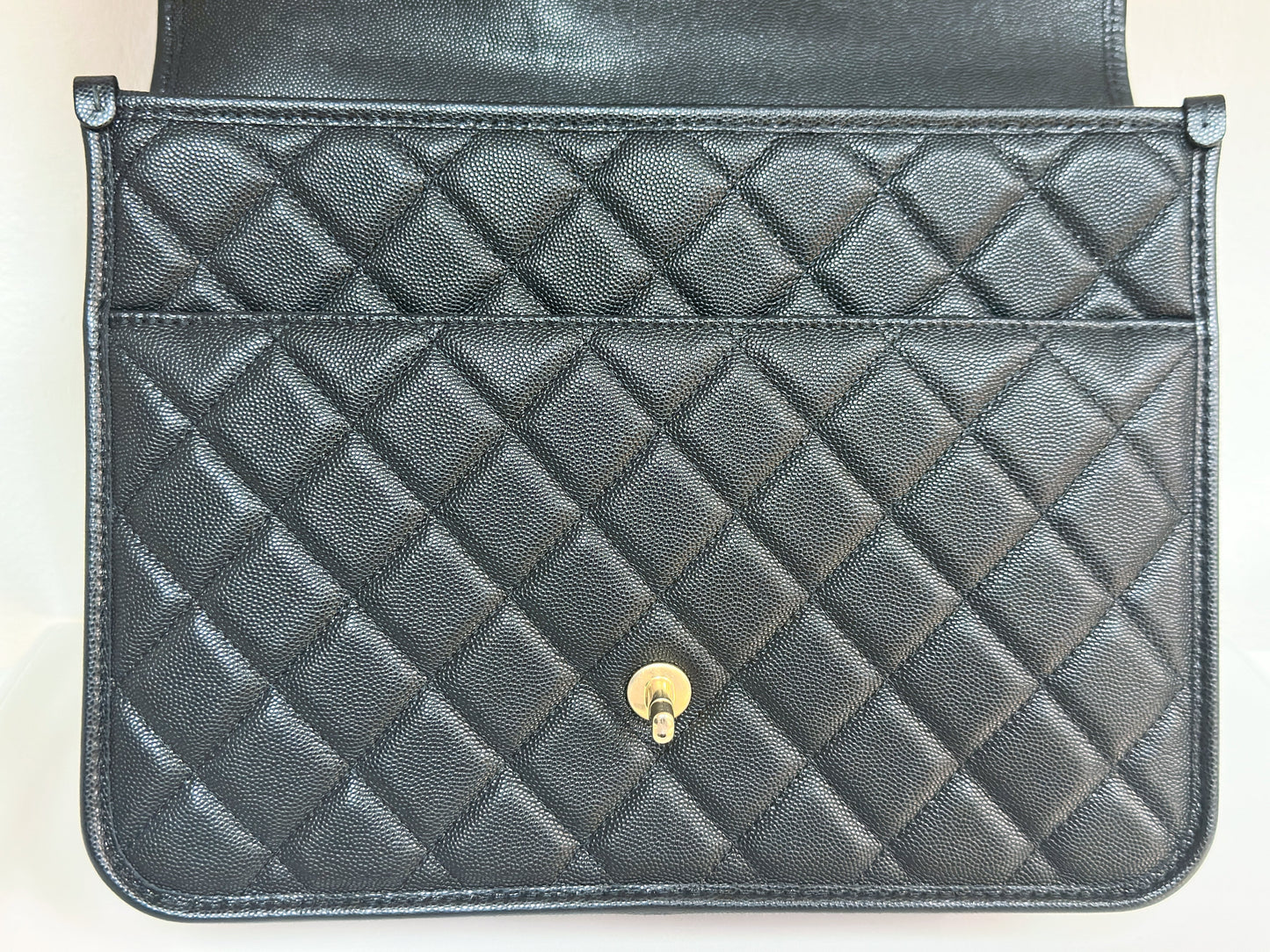 Chanel Caviar Quilted 22k Large School Memory Top Handle Flap Black microchip T076
