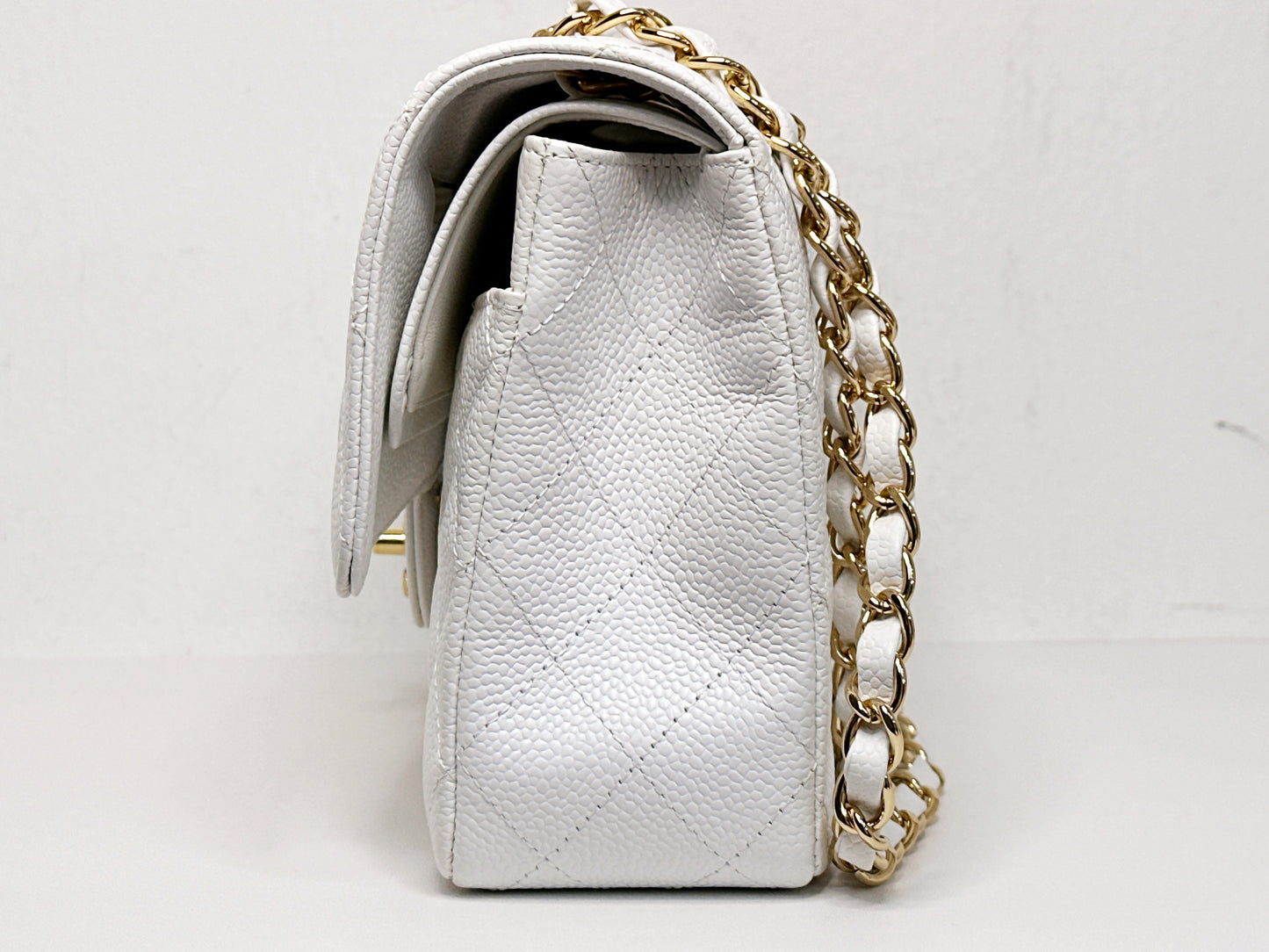 Chanel White Caviar Medium Classic Double Flap Bag 1350 holo card