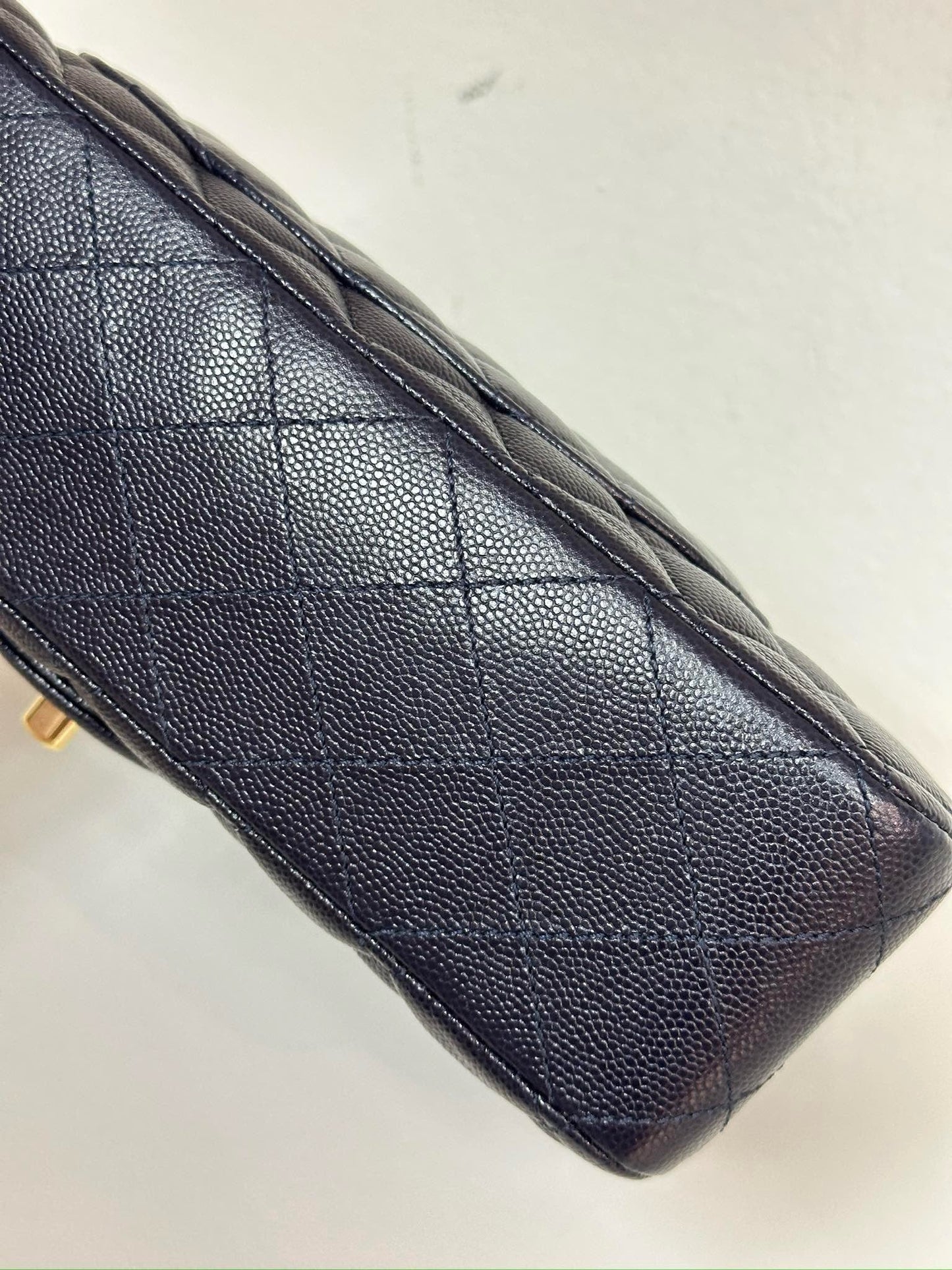 Chanel Medium Classic Caviar Double Flap Navy Blue Bag LSHW  2021year Microchip