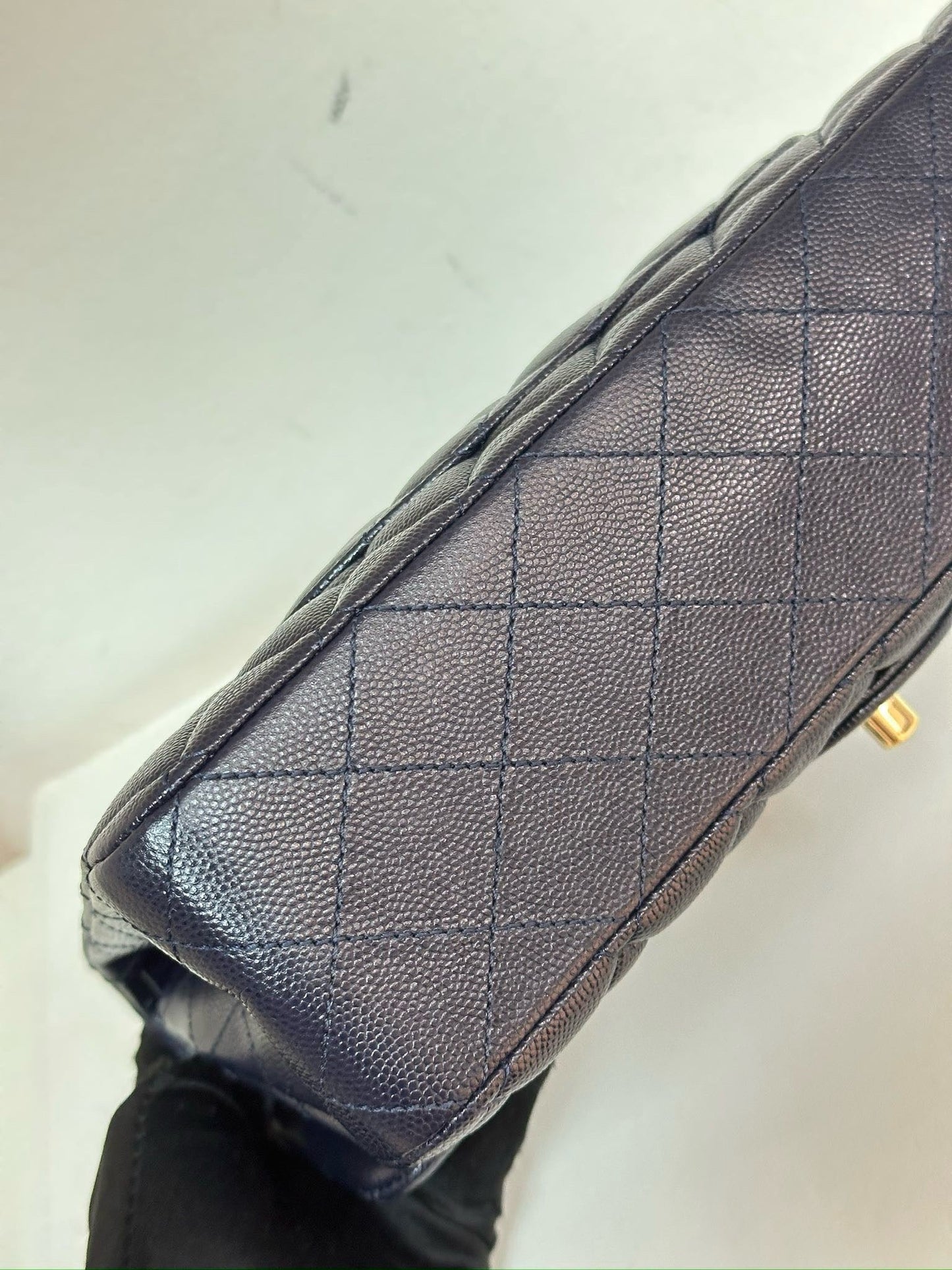 Chanel Medium Classic Caviar Double Flap Navy Blue Bag LSHW  2021year Microchip