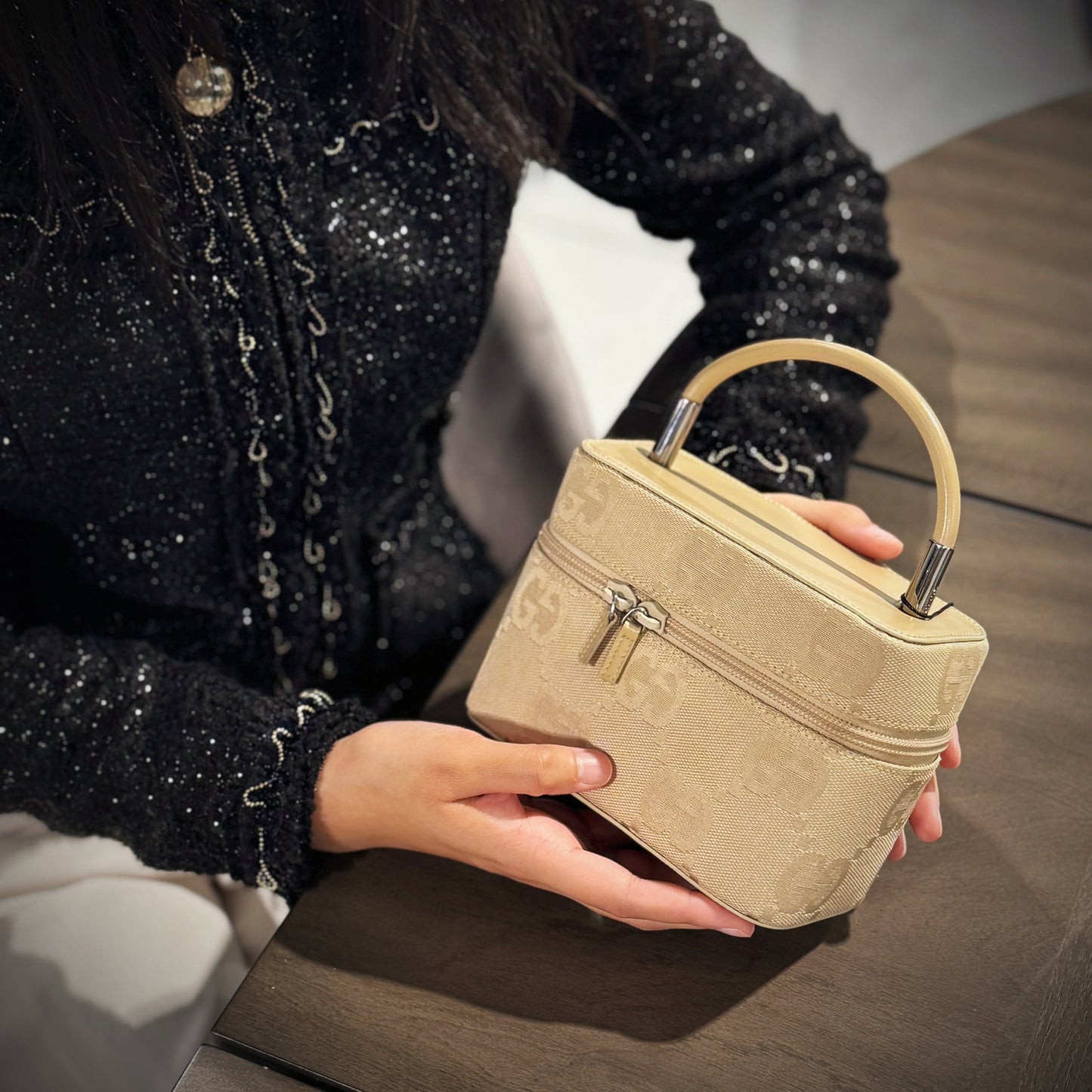 Gucci Beige GG Canvas Vanity Bag TWS