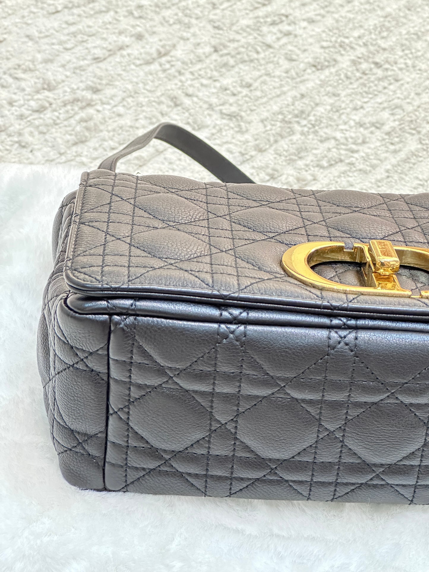 Dior Medium Caro Bag Supple Cannage Calfskin Black GHW