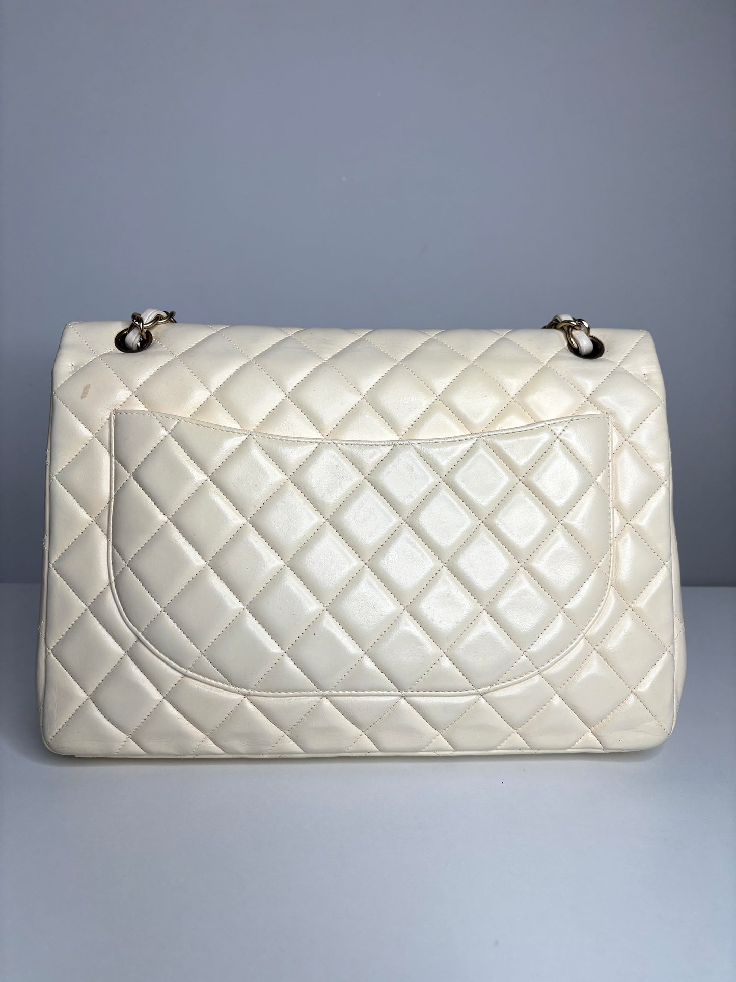 Chanel Classic Maxi Cream Calfskin Shoulder Flap Bag - Preloved