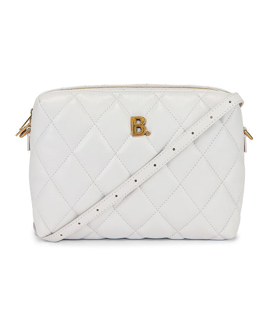BALENCIAGA B QUILTED NAPPA LEATHER CAMERA CROSSBODY BAG