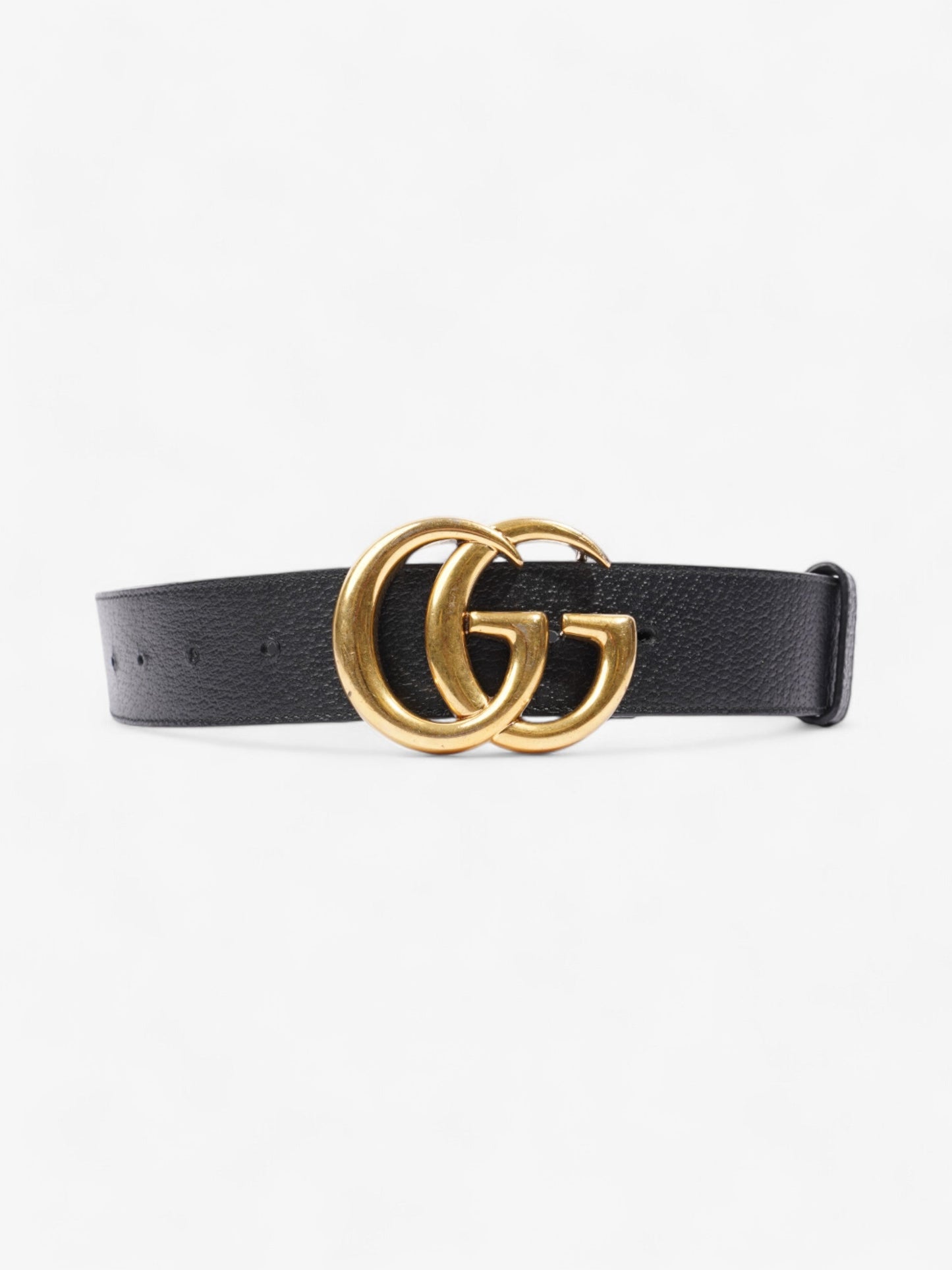 Gucci GG Marmont 2015 Re-Edition Wide Belt Black / Gold Leather 80cm / 32"