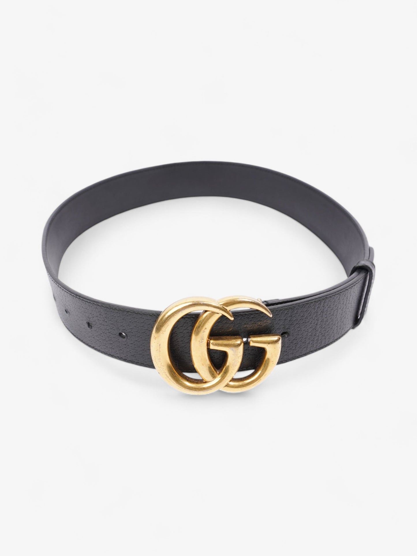 Gucci GG Marmont 2015 Re-Edition Wide Belt Black / Gold Leather 80cm / 32"