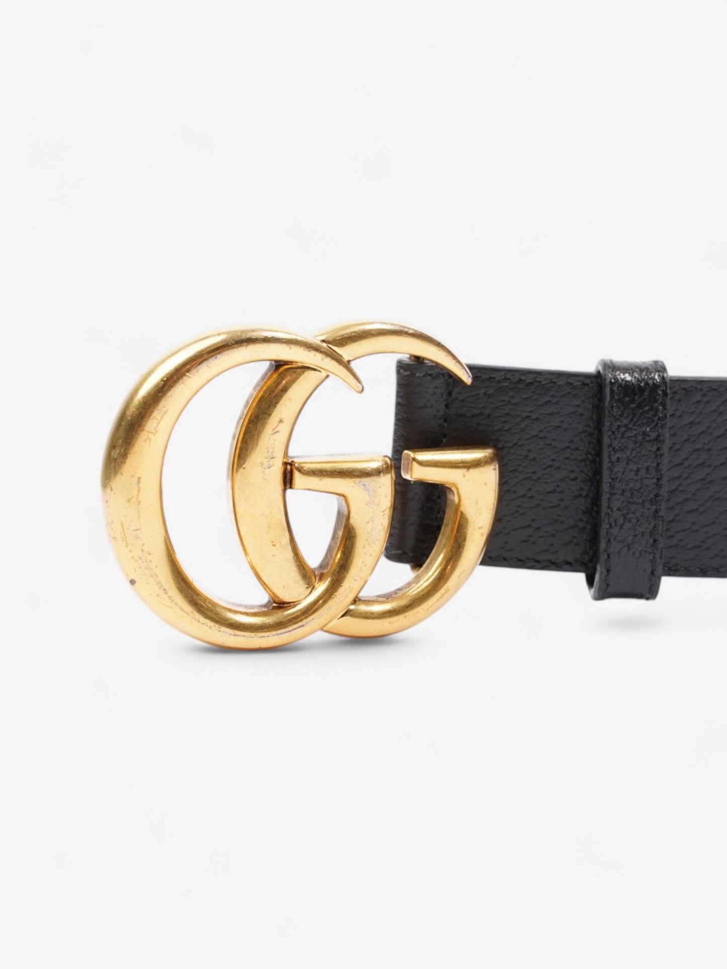 Gucci GG Marmont 2015 Re-Edition Wide Belt Black / Gold Leather 80cm / 32"